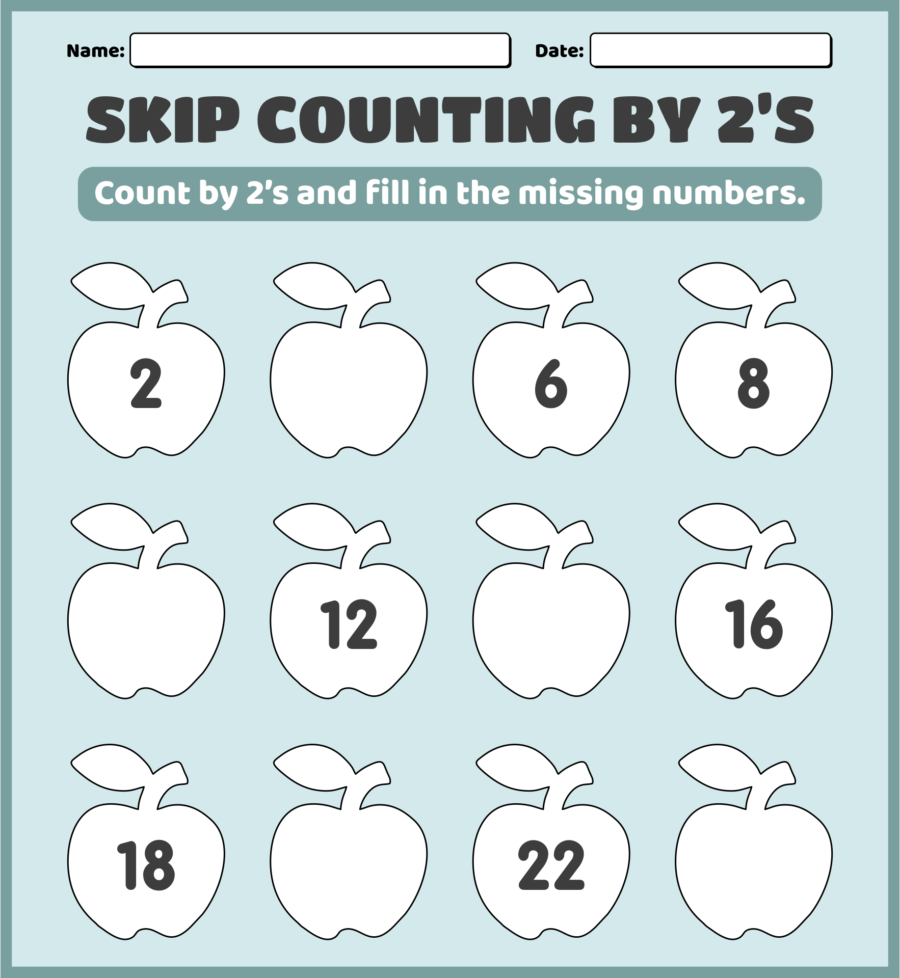 8 Best Images Of Free Printable Skip Counting Worksheets Printable
