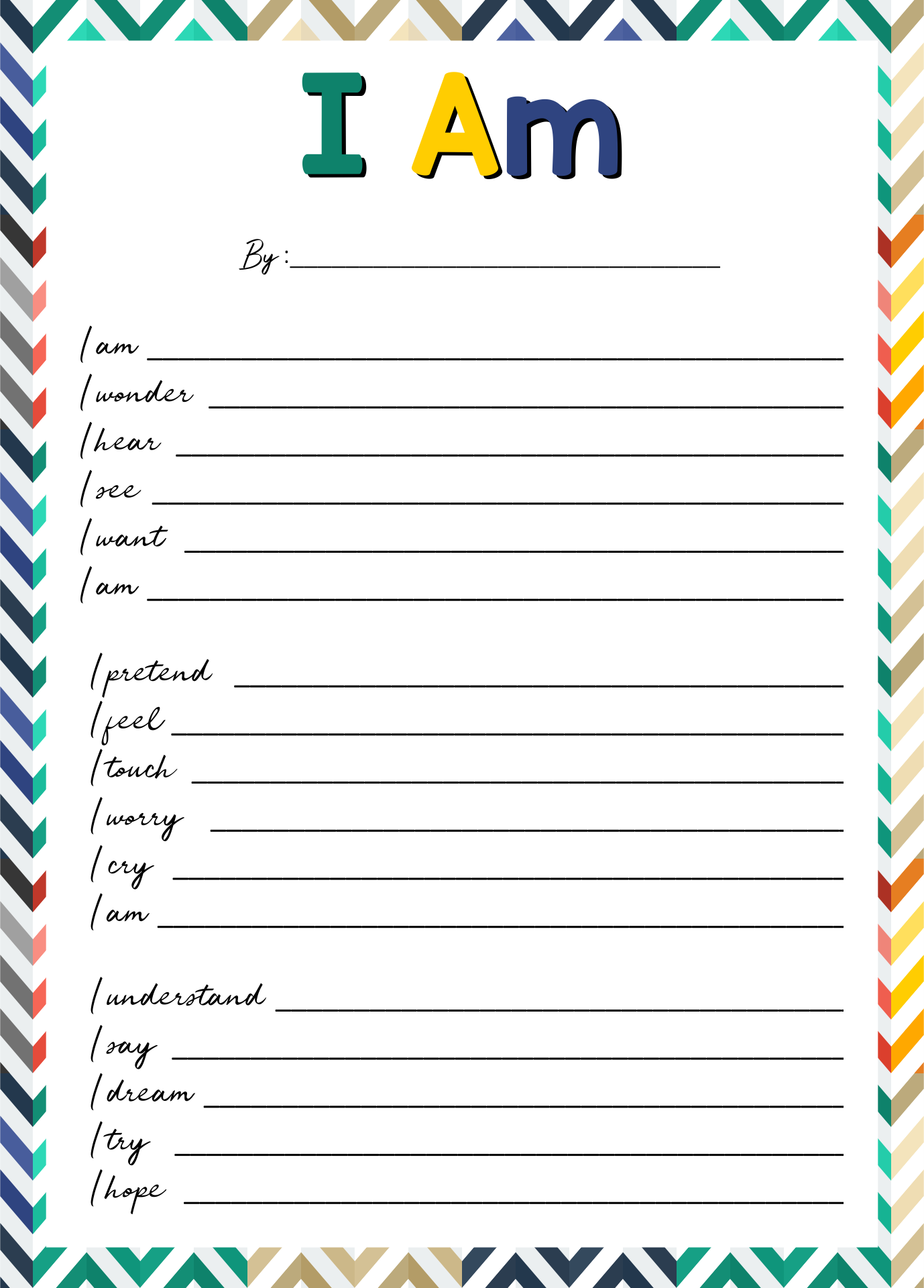 I Am Poem Template Printable Printable Templates