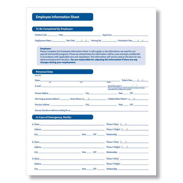 new employee forms