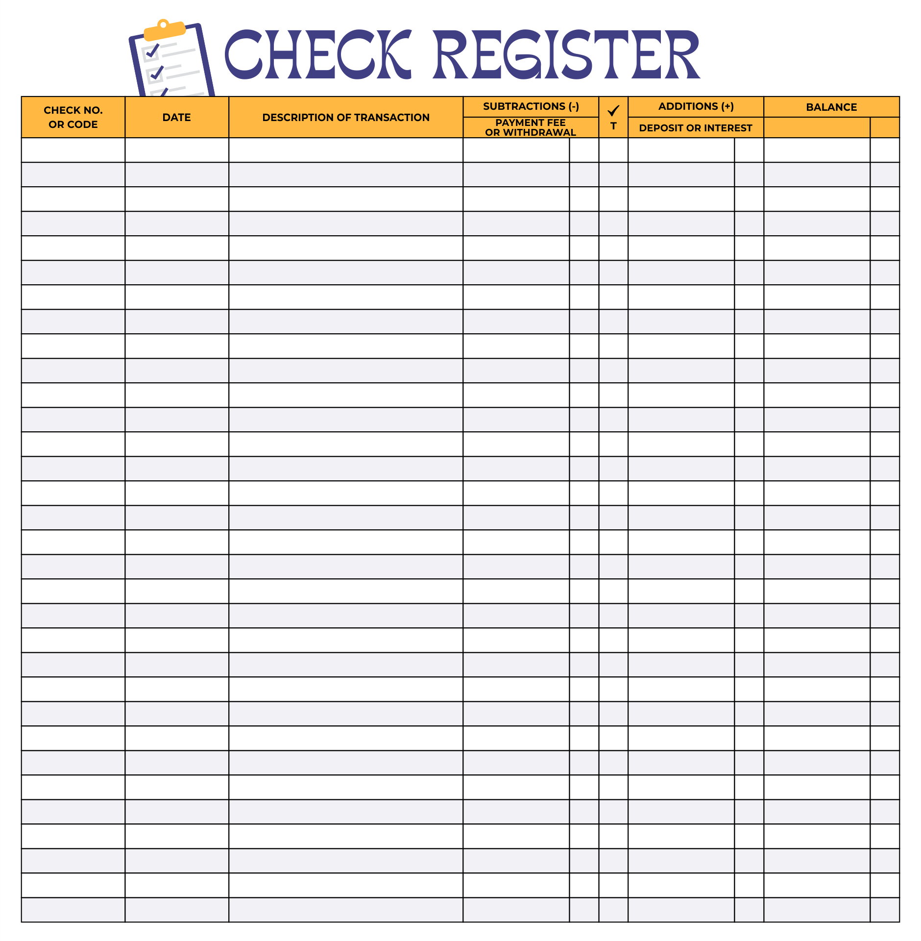 Free Large Print Check Register Printable Pdf