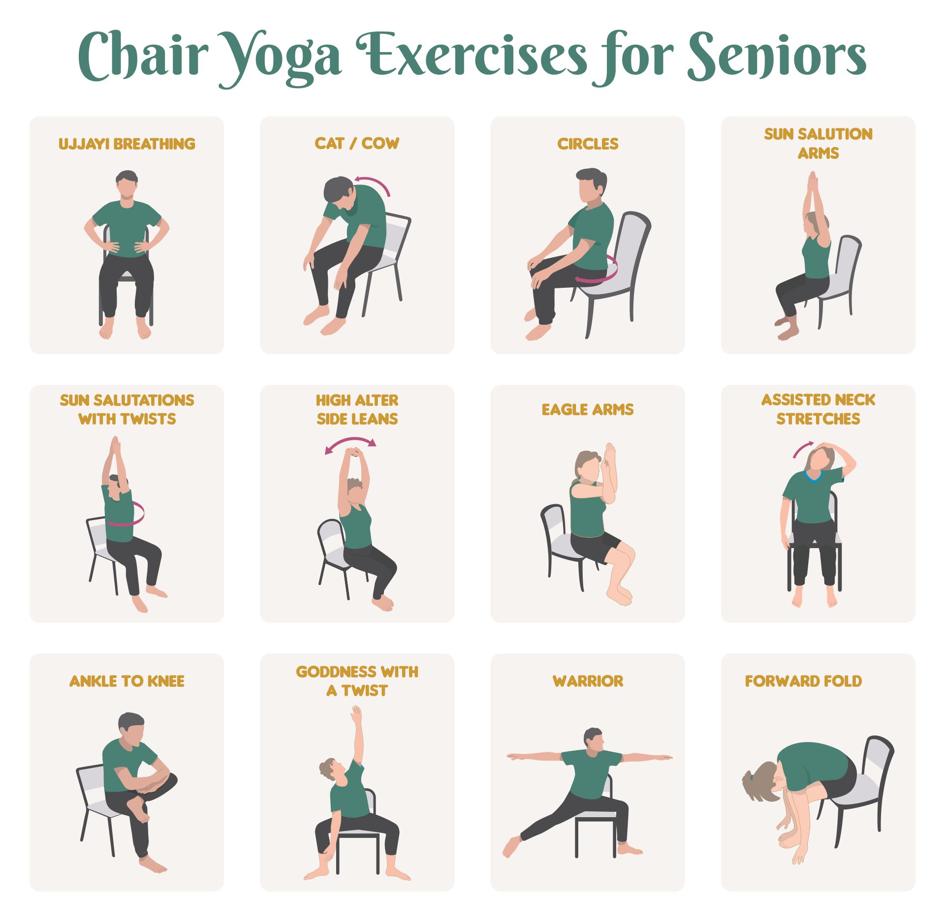 7 Best Images of Printable Chair Yoga Exercises For Seniors Printable