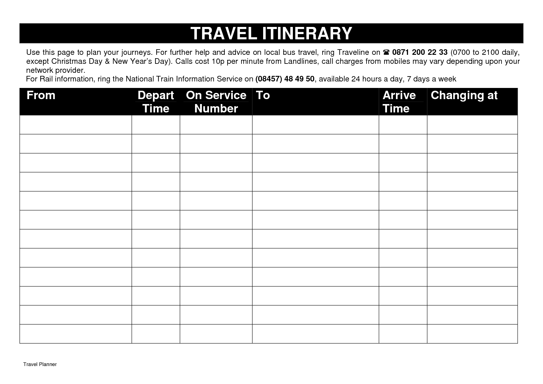 Itinerary Schedule Template from www.printablee.com