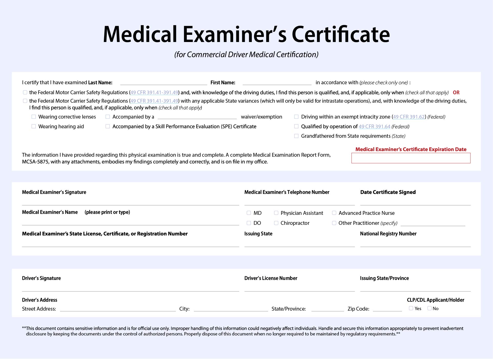 4 Best Images Of Printable Dot Medical Card Dot Medical Card Form Printable Medical Alert