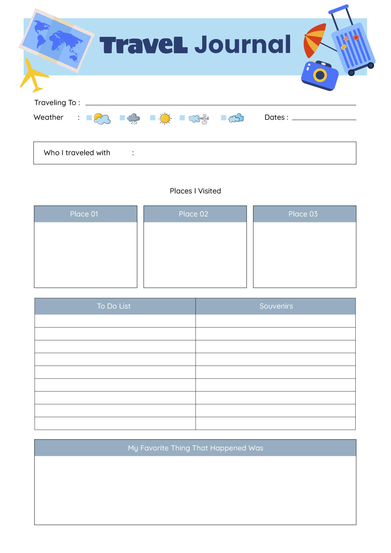 Daily Journal Template from www.printablee.com