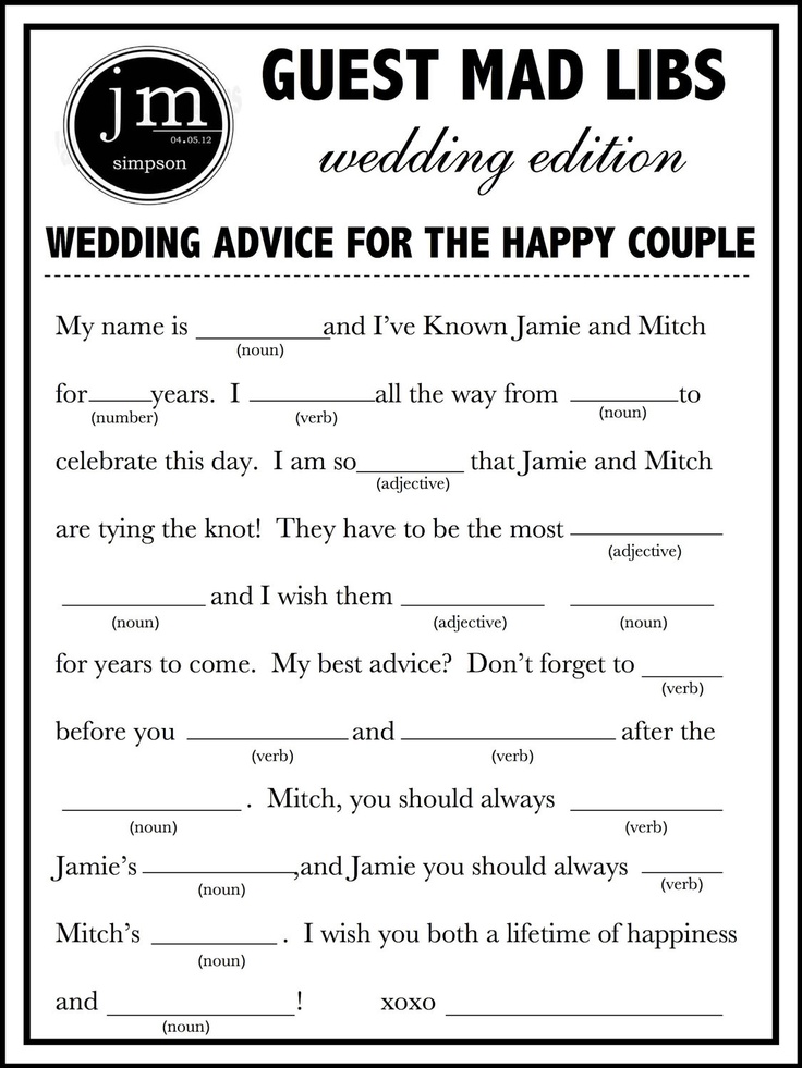 7 Best Images of Wedding Mad Libs Printable Funny Wedding Mad Libs