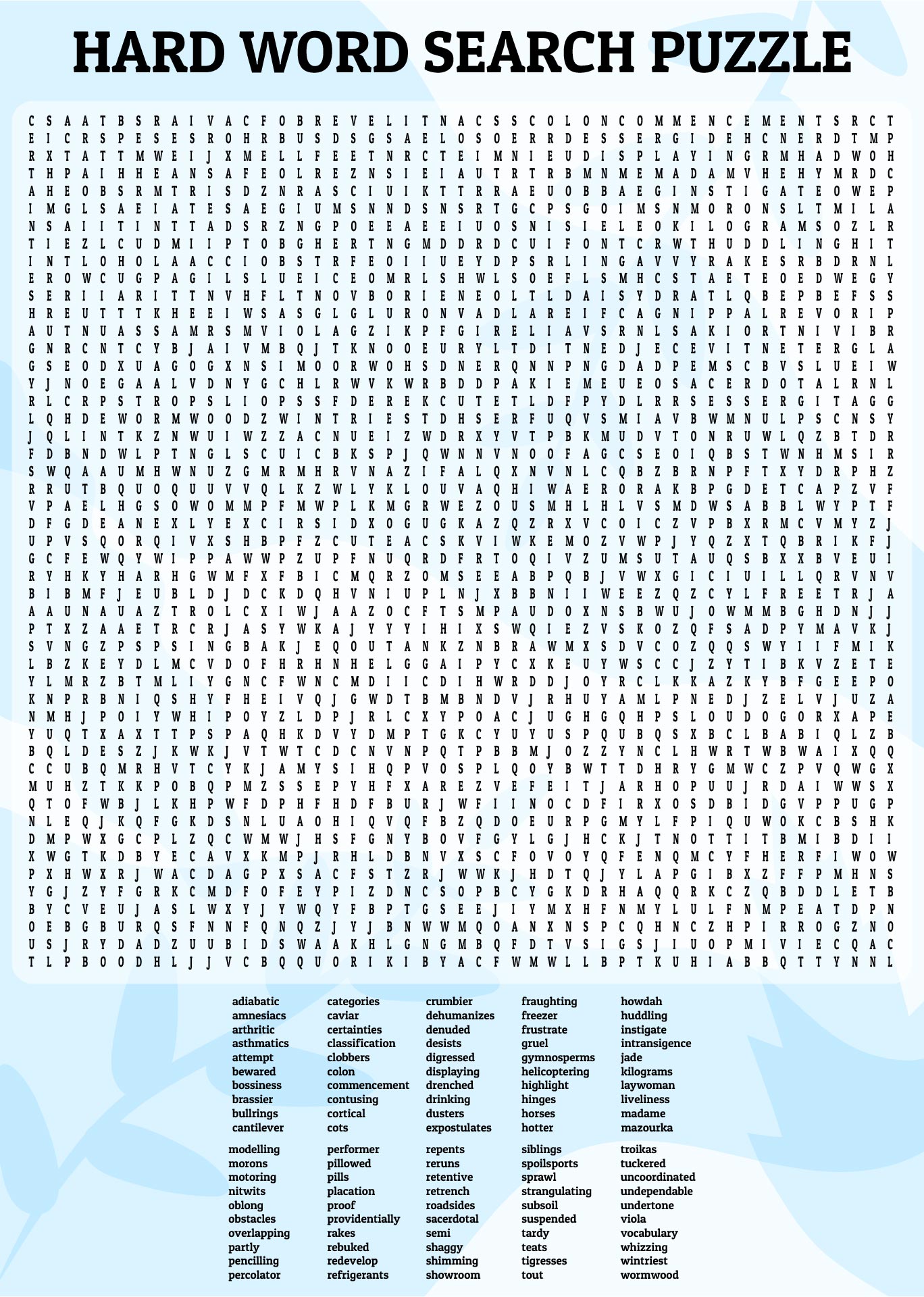Really Hard Word Searches Printable C Ile Web E H kmedin 