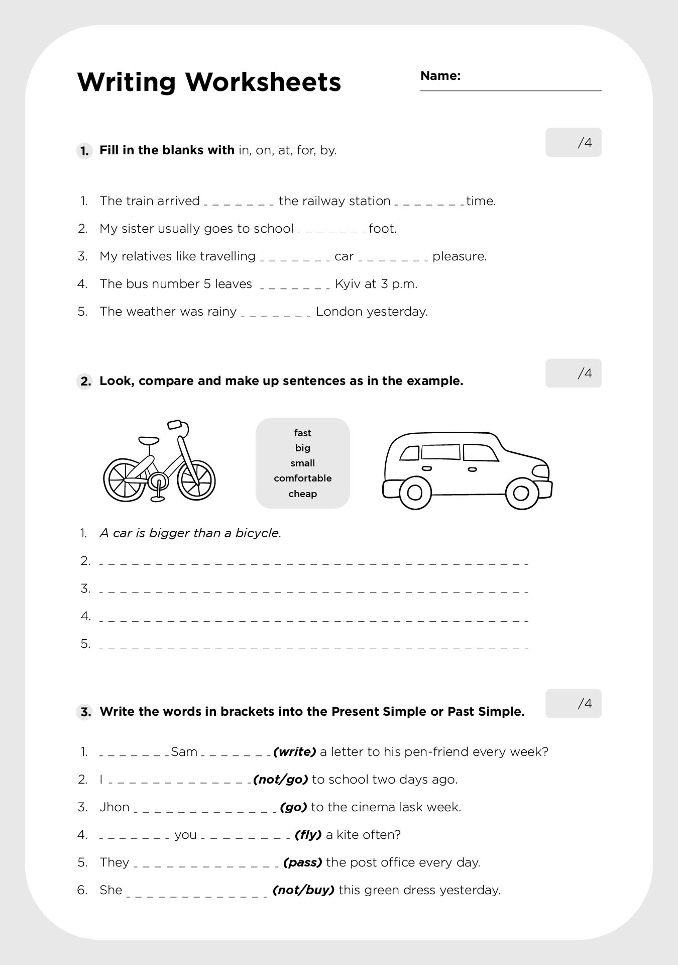 Printable 4th Grade Writing Worksheets
