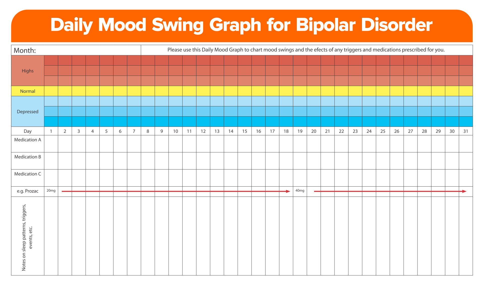 7 Best Images of Printable Daily Mood Chart Daily Mood Chart, Bipolar