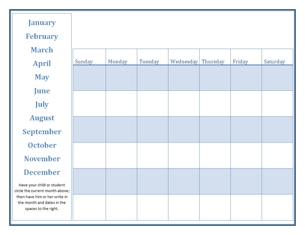 Free Blank School Calendar Templates