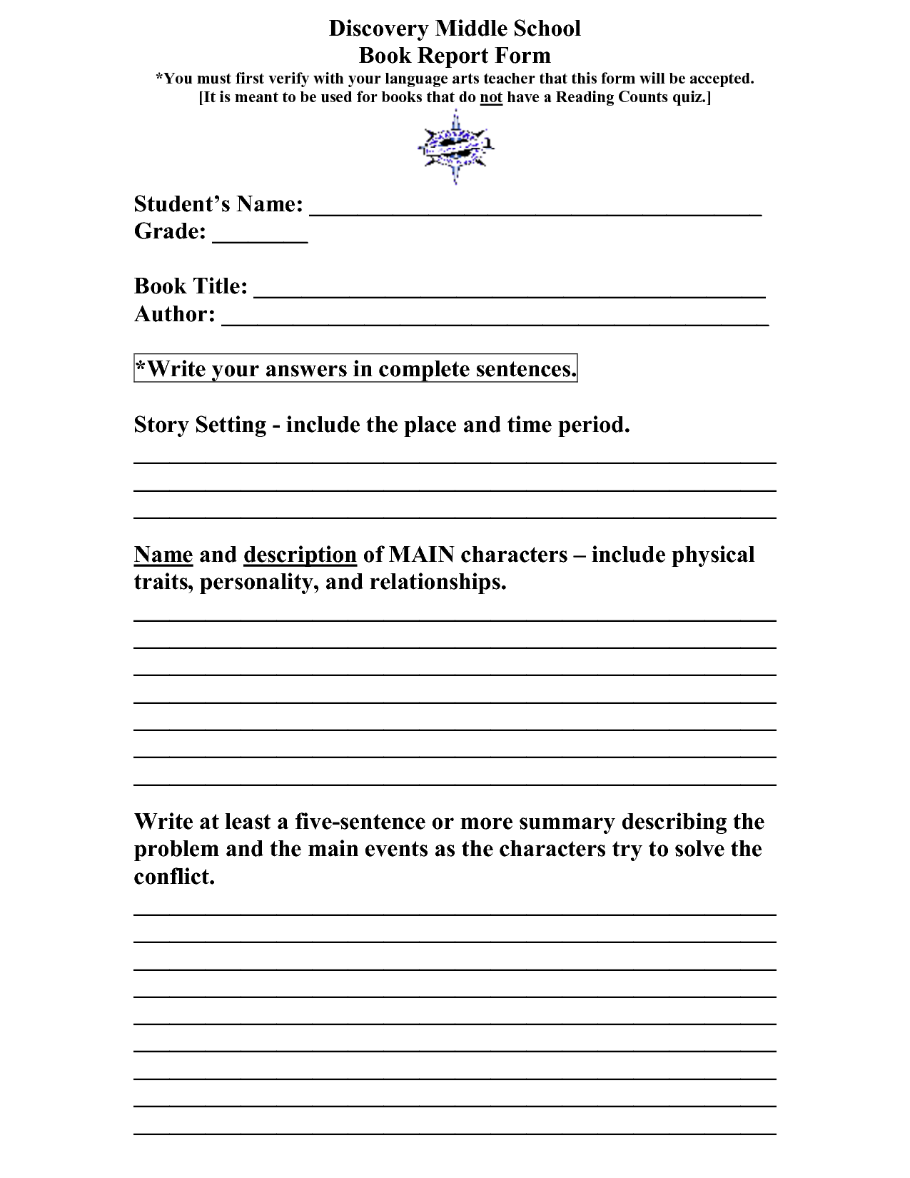Book Report Outline 8th Grade Csusm x fc2