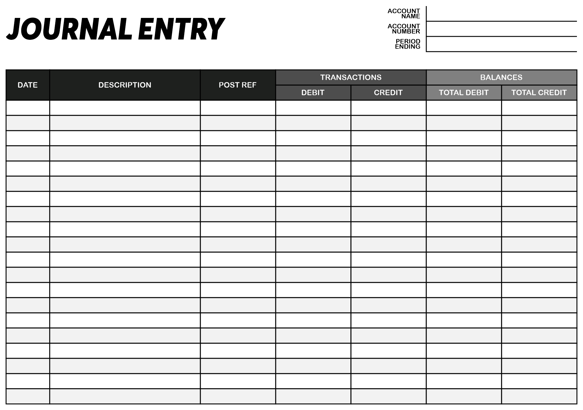 Printable Entry Form Template