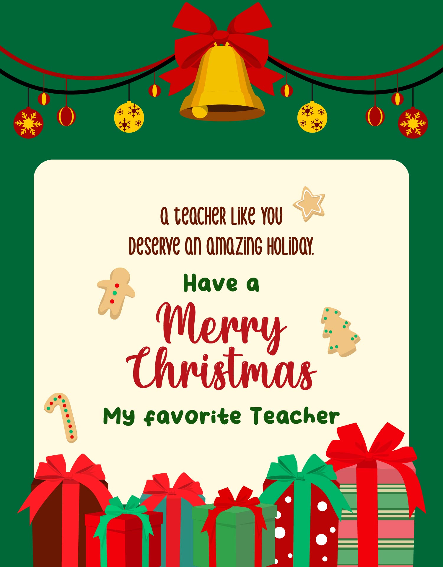 5 Best Images of Merry Christmas Printable Teacher Card Teacher