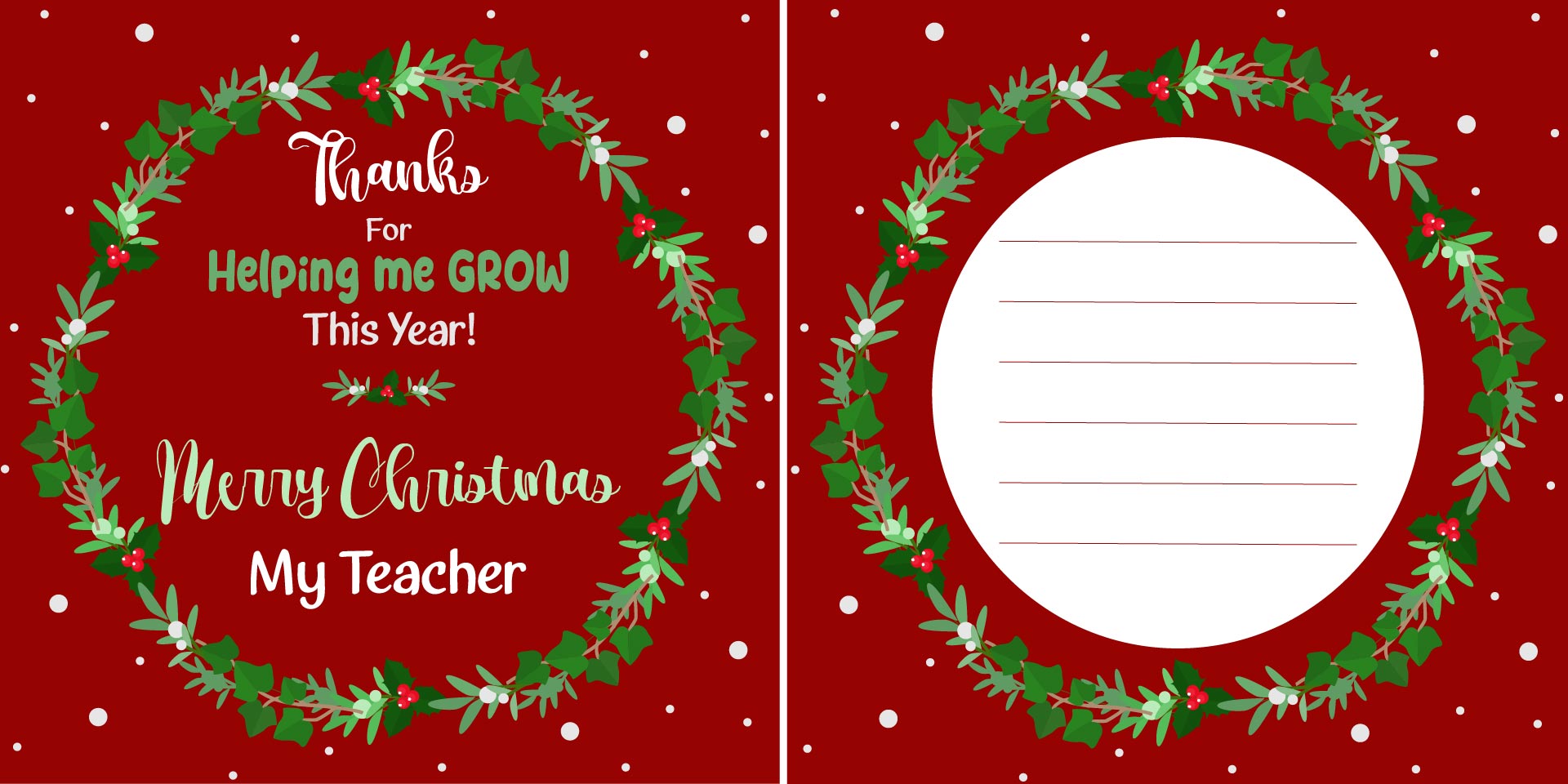 Printable Christmas Cards For Teachers