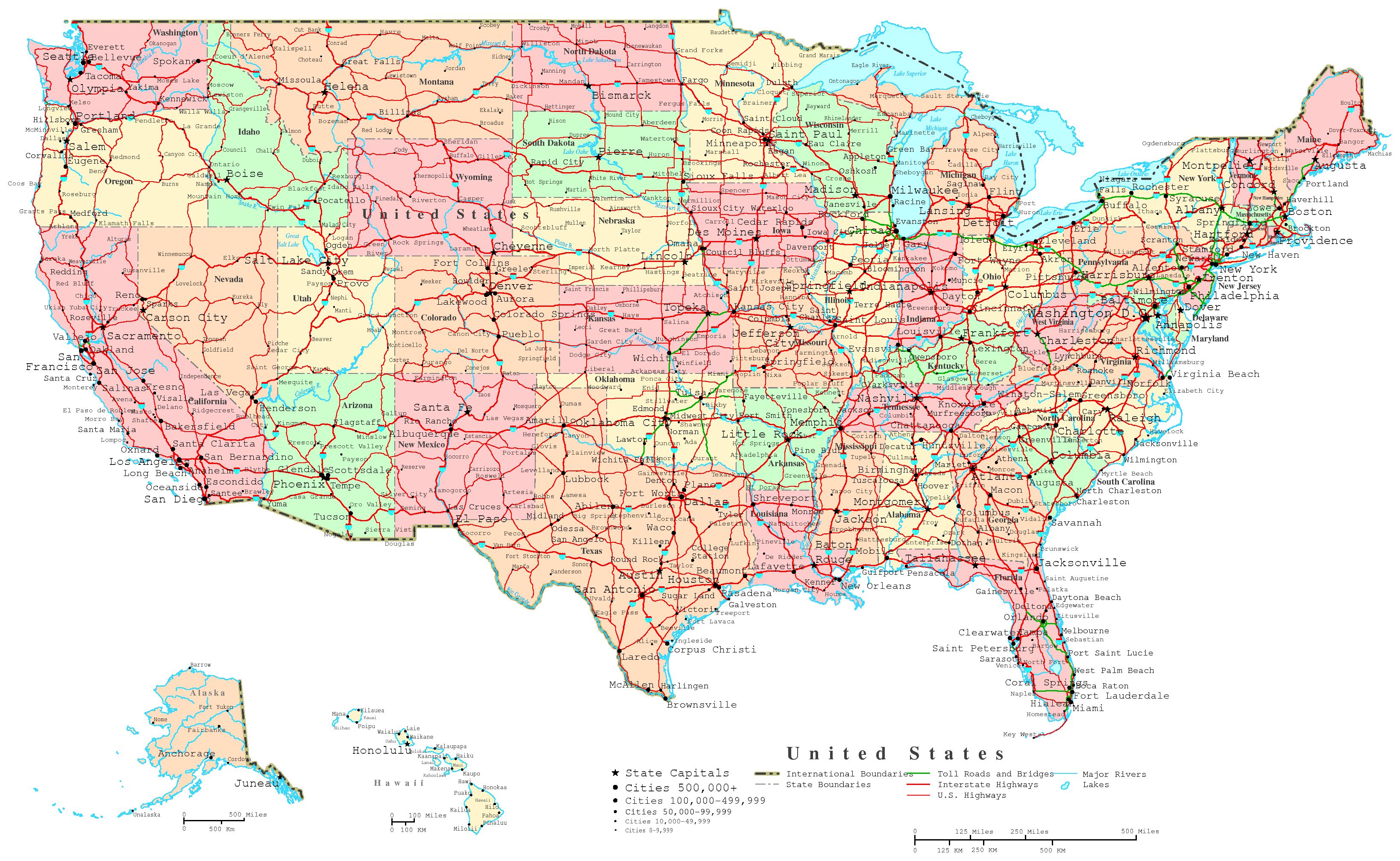 Free Printable Road Map Of Usa