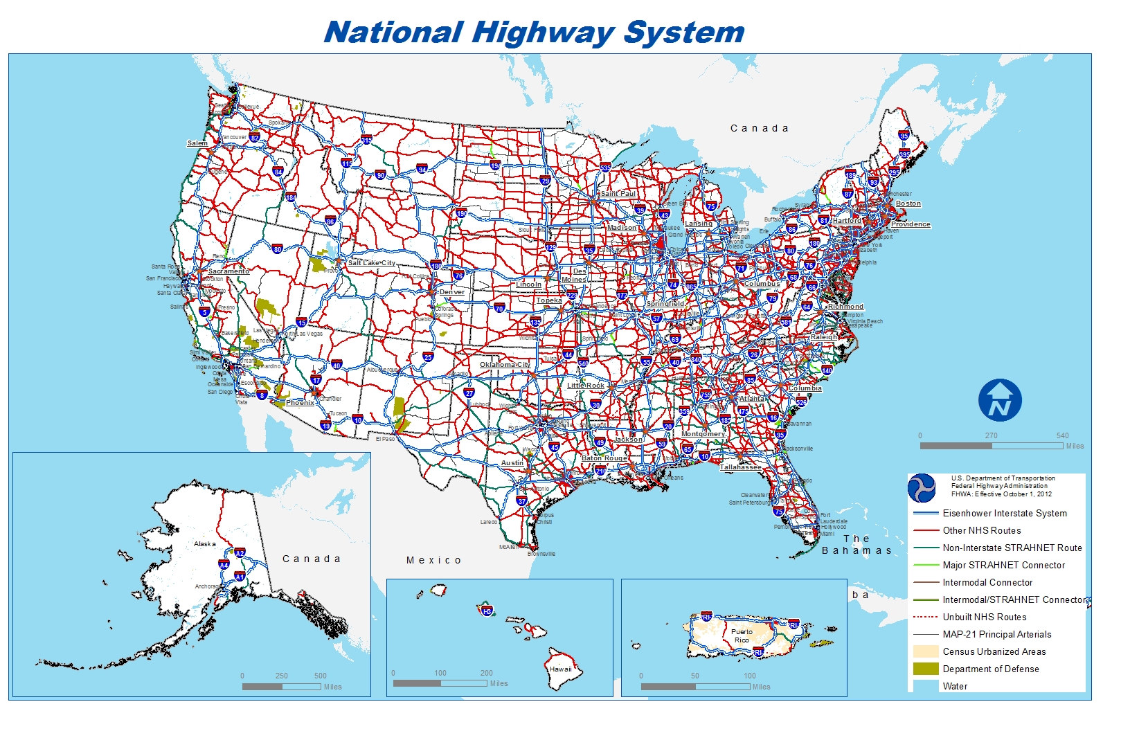 Printable Us Map With Highways