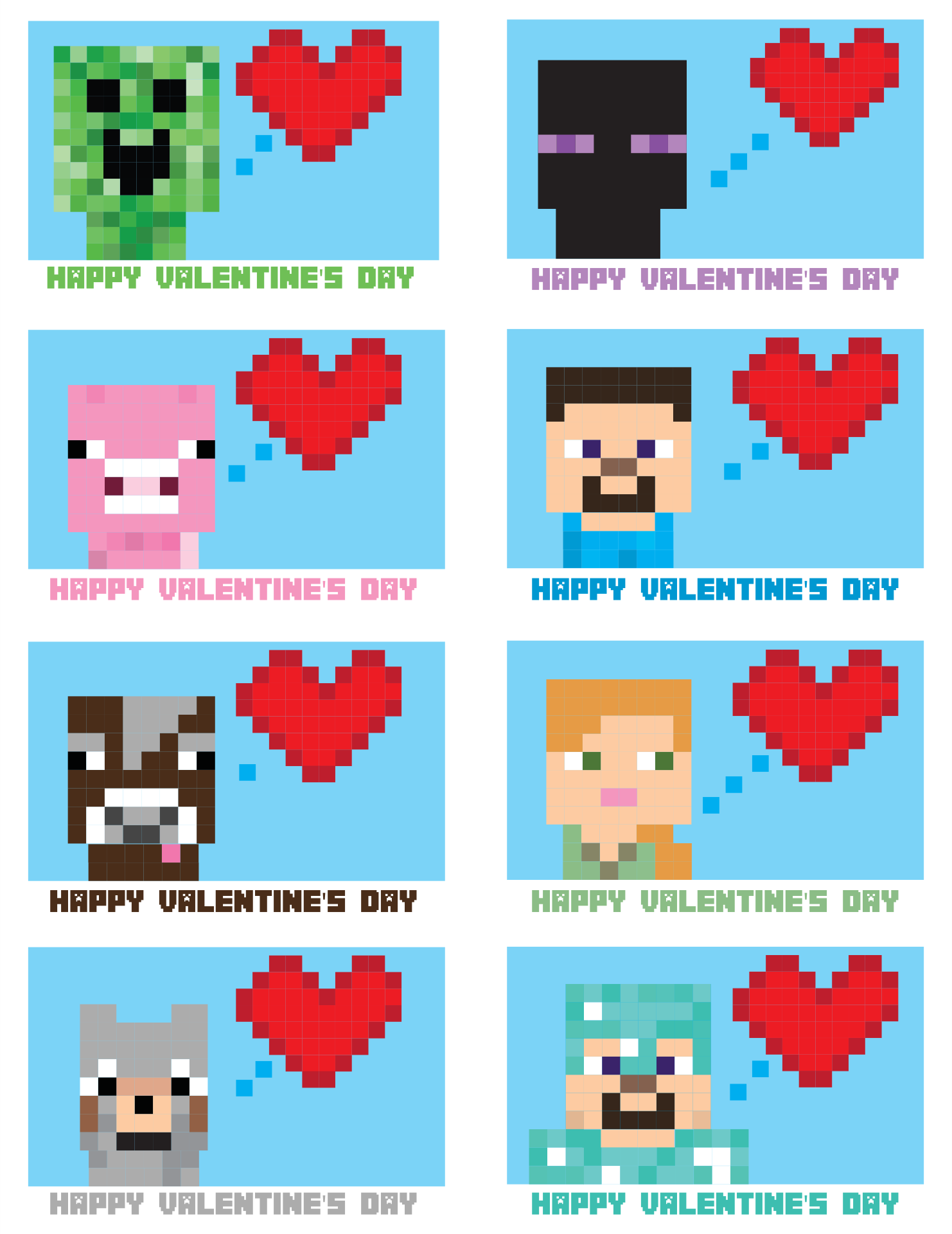 9 Best Images Of Printable Minecraft Valentine Cards Free Printable 