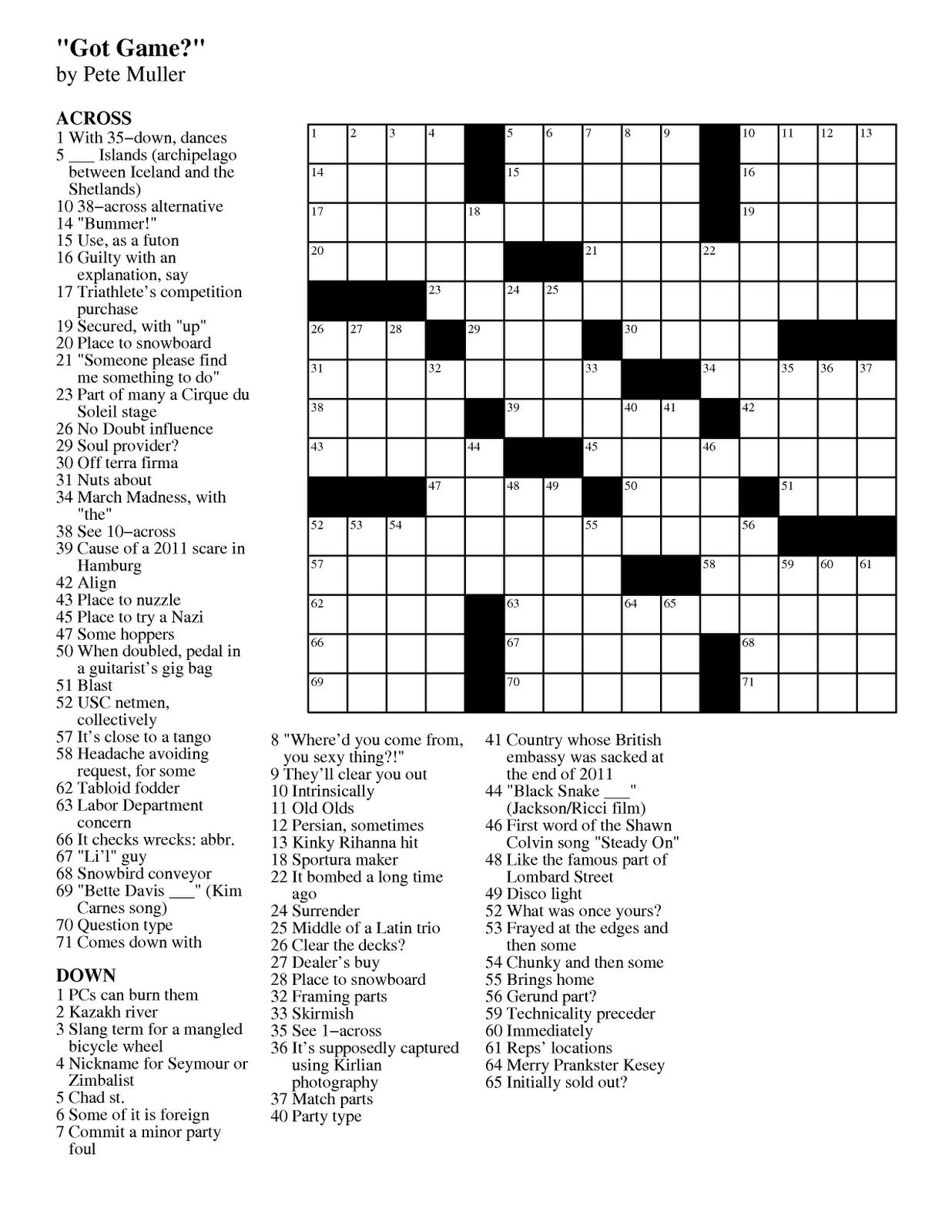 Free Printable Crosswords Hard