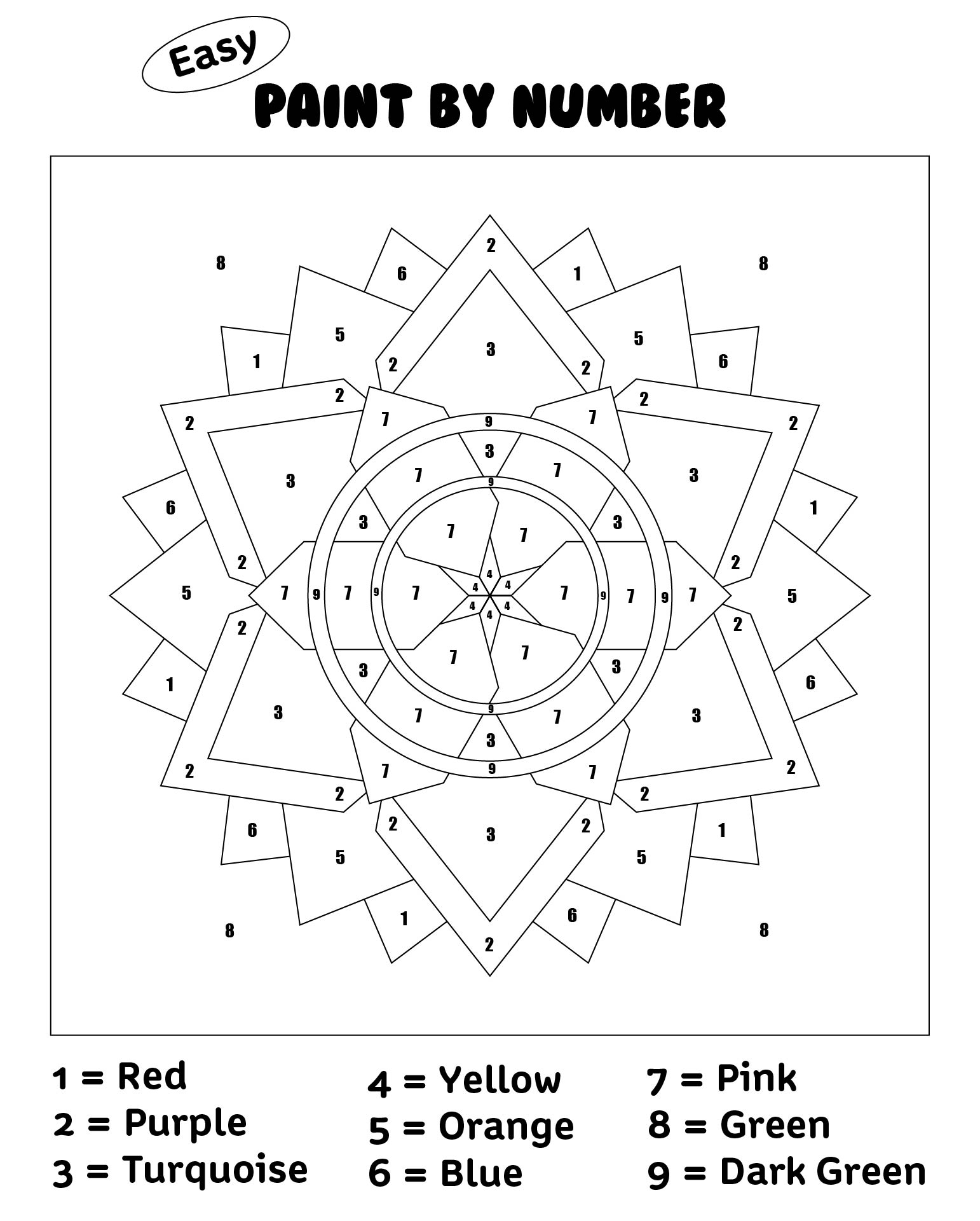 Printable Easy Paint By Numbers Printable Word Searches