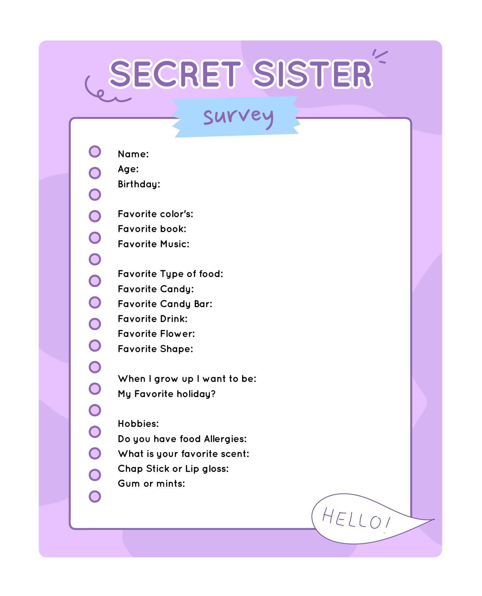 9 Best Images of Secret Sister Printables LDS Secret Sister