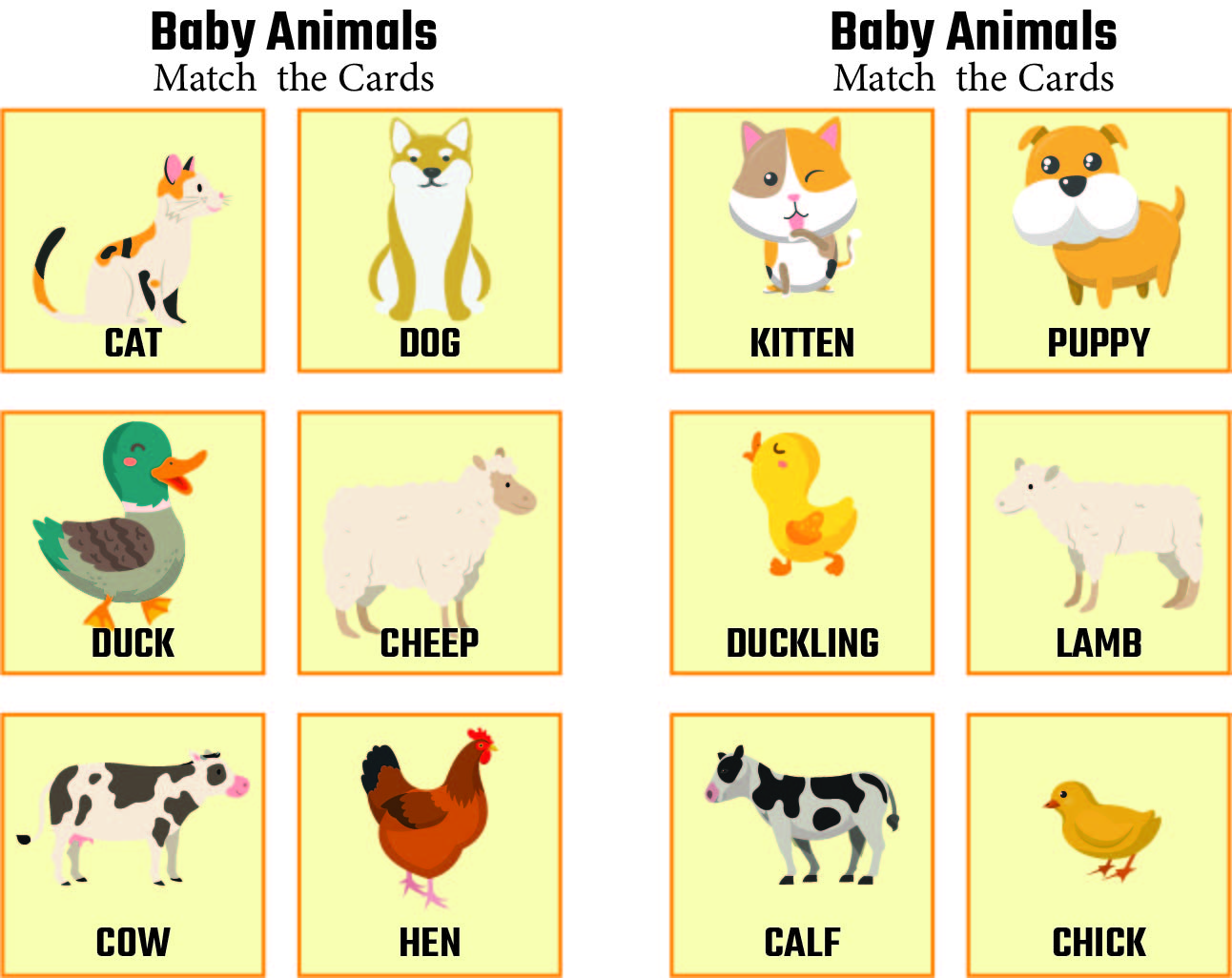 5-best-images-of-baby-animals-matching-printables-mother-and-baby