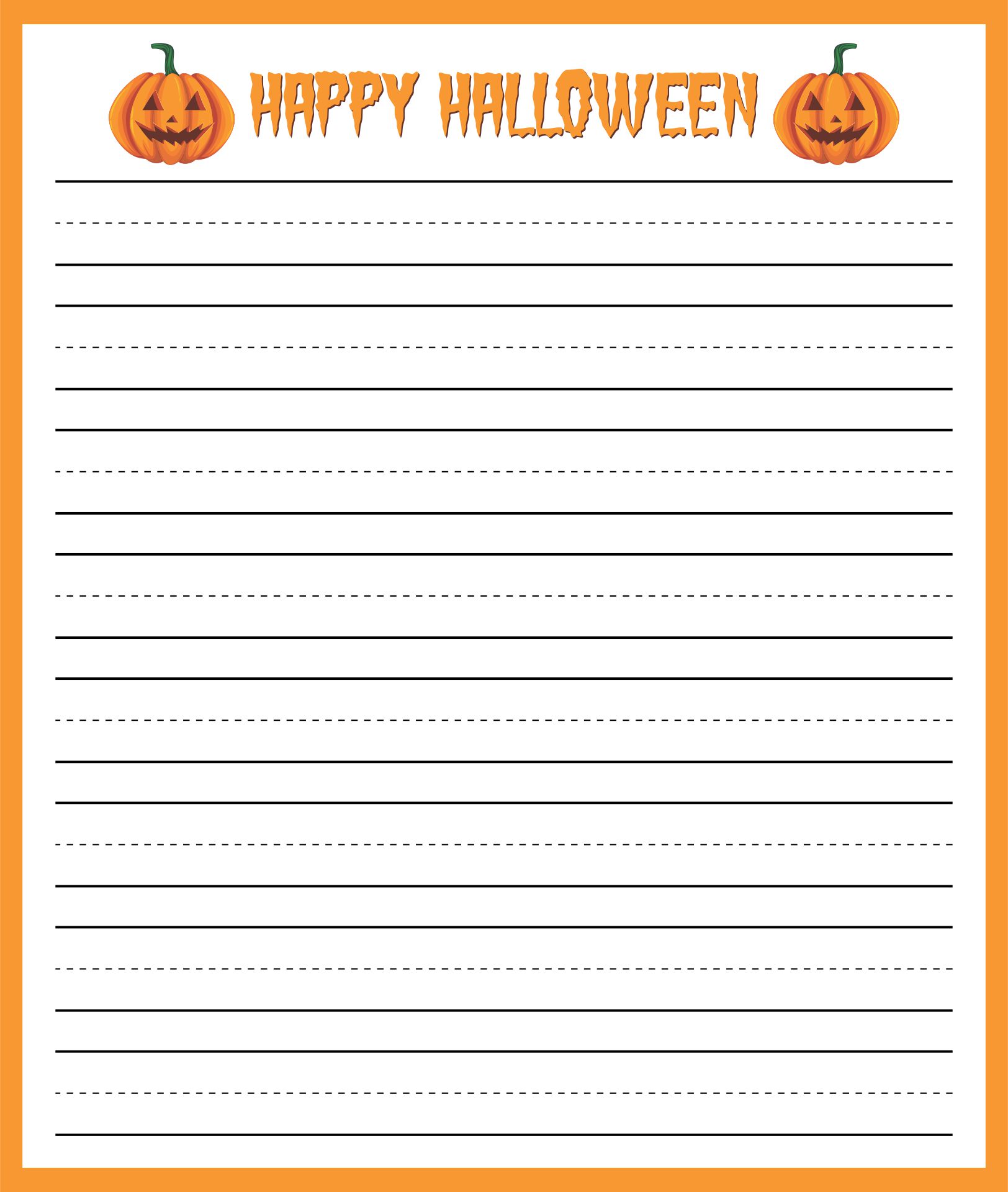 Free Printable Halloween Lined Paper Printable Templates