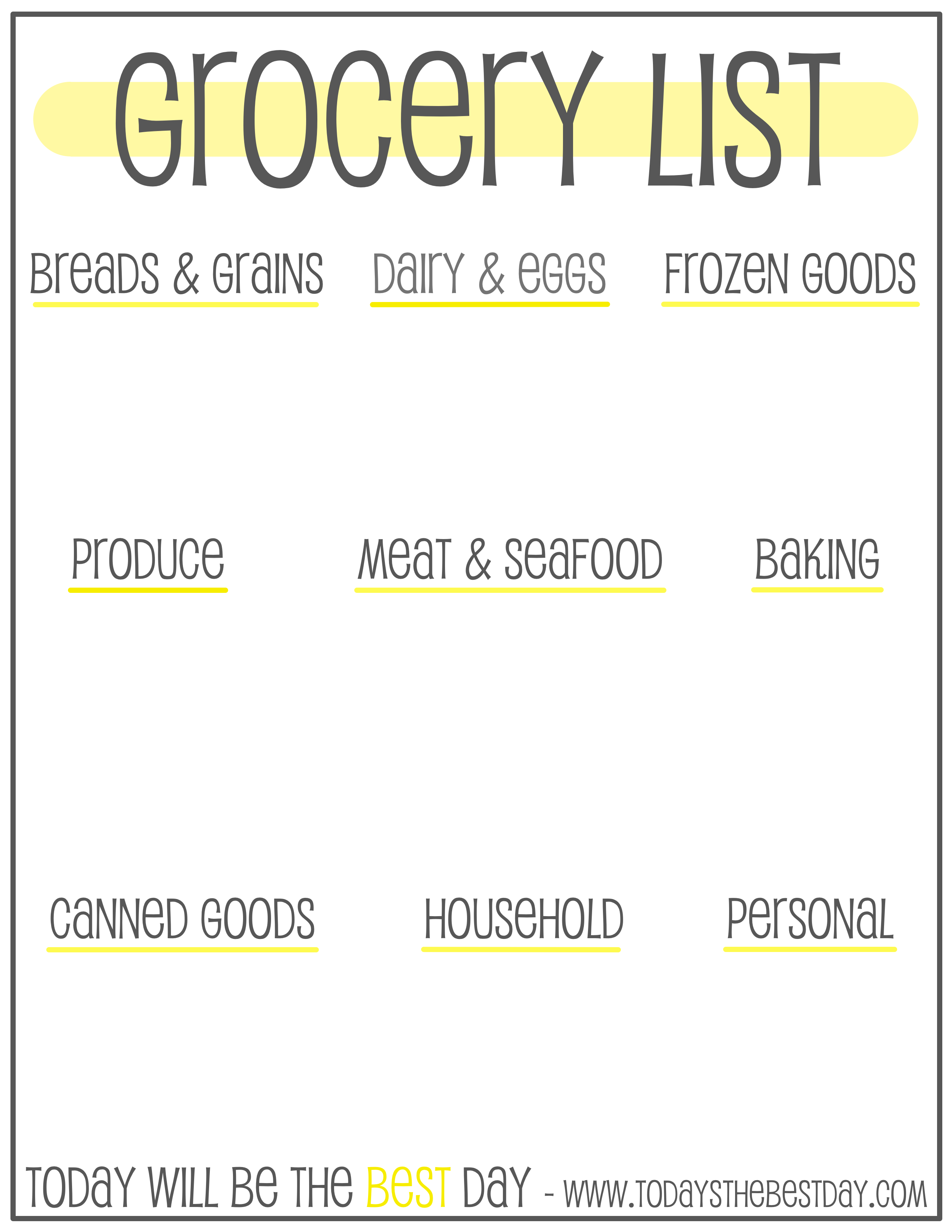 Walmart Grocery List Template Printable