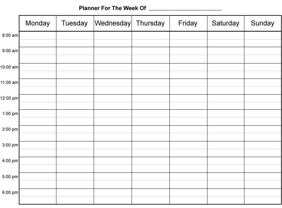 Calendar homework printable