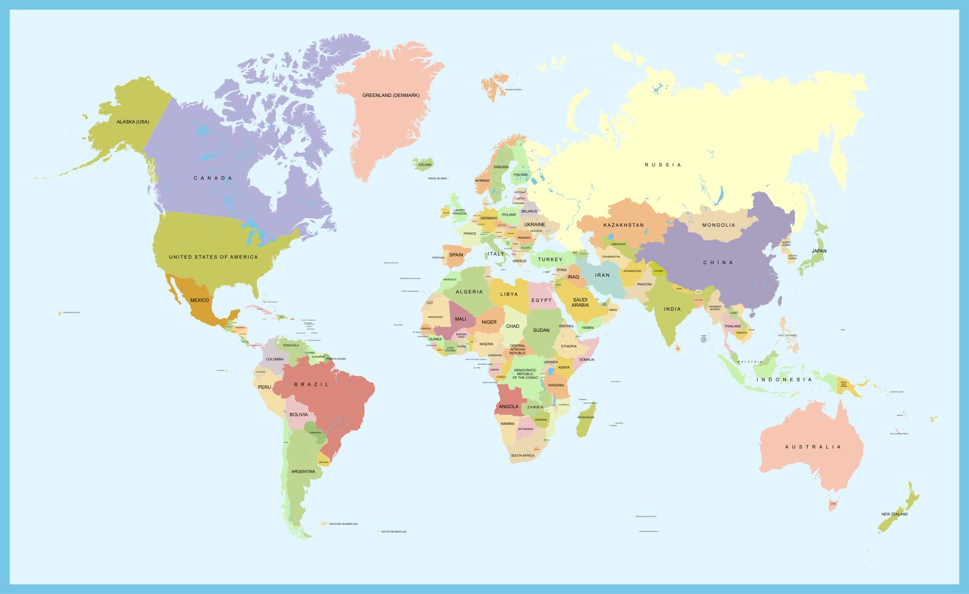 Free Printable Map Of The World