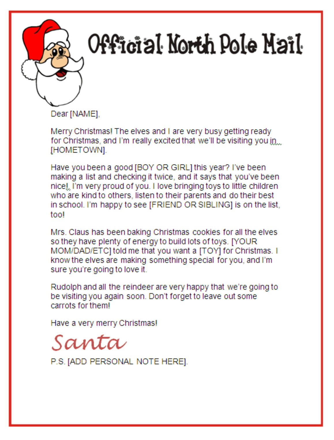 Santa Claus Letterhead Template