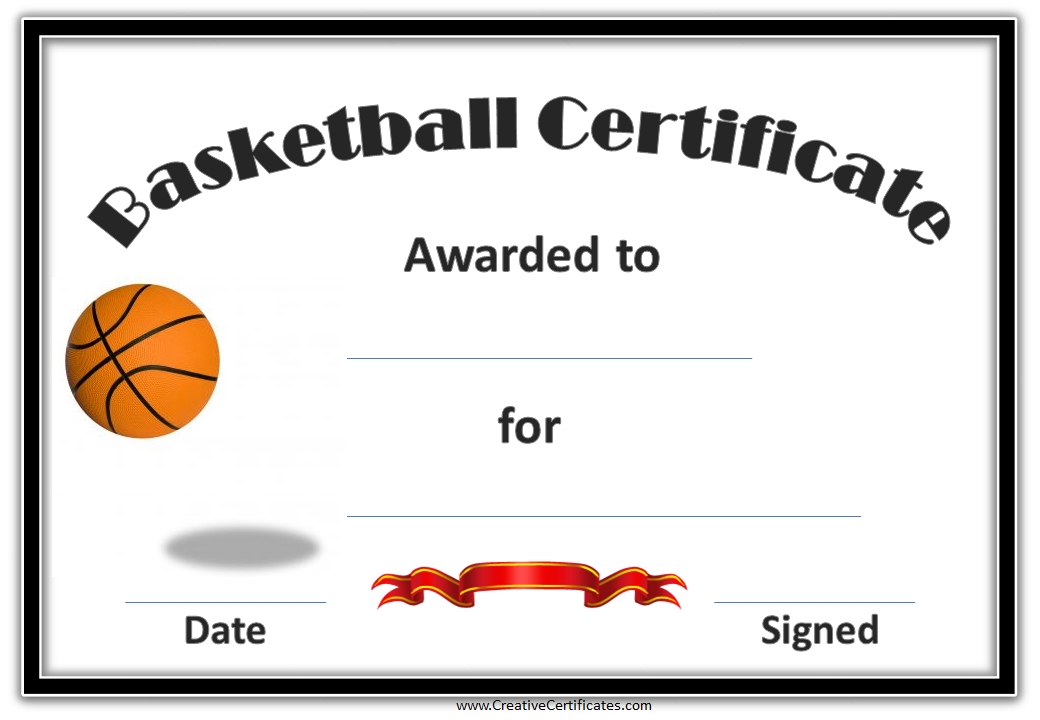 Basketball Certificate Template