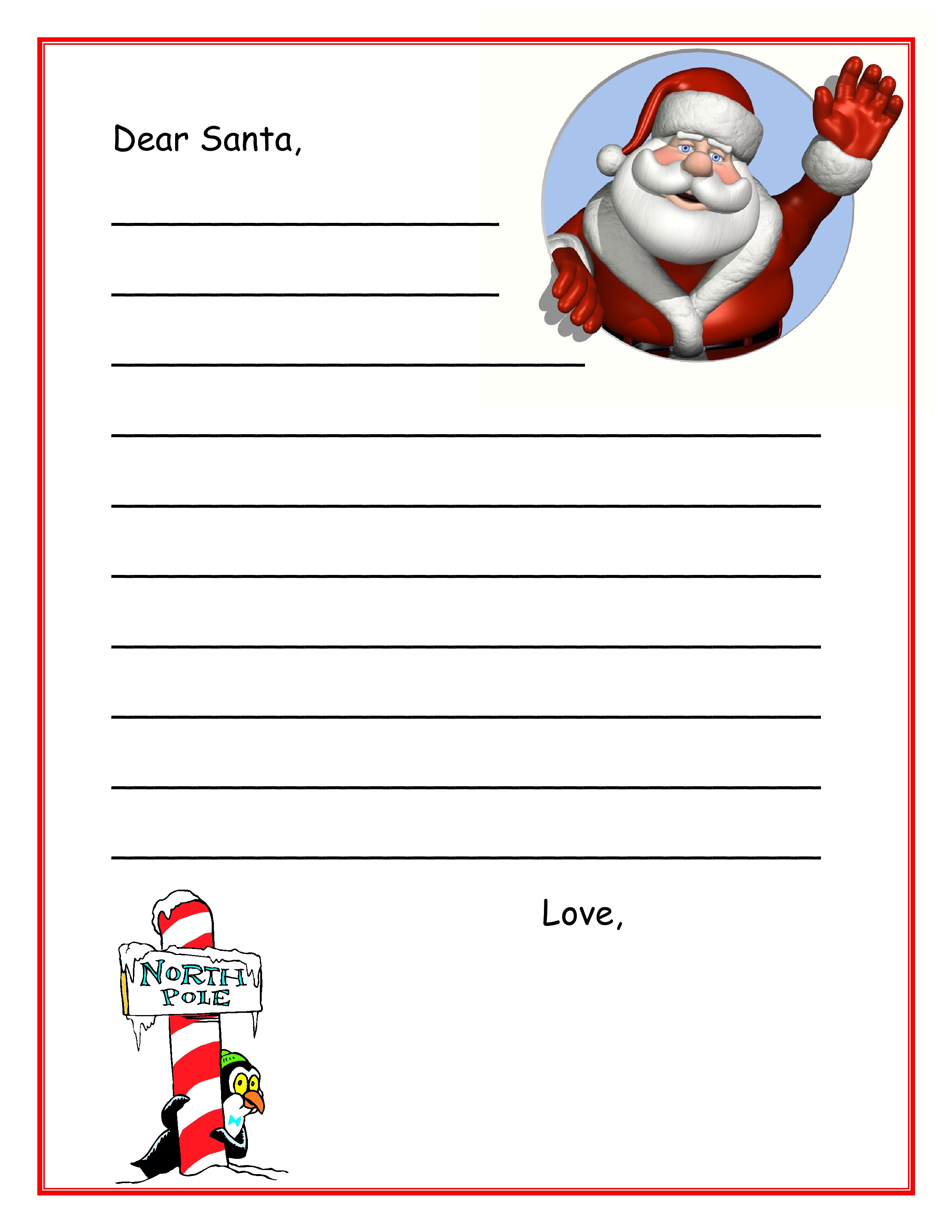 Dear Santa Letter Template Printable In Santa Letter Template Word