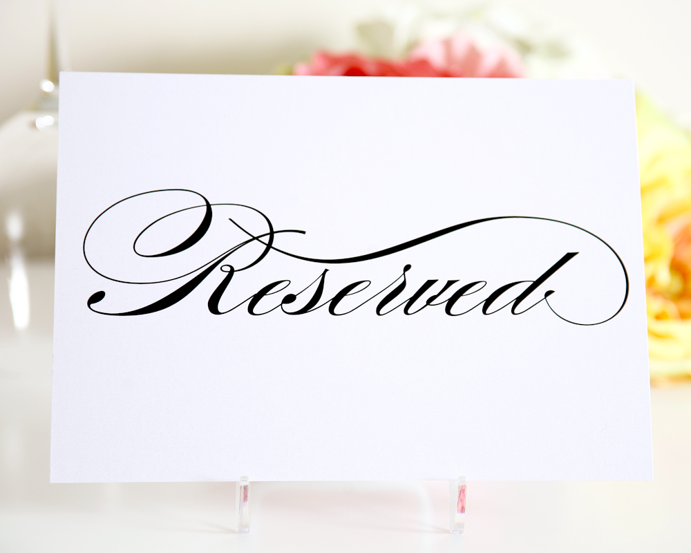 Free Printable Reserved Table Signs For Wedding