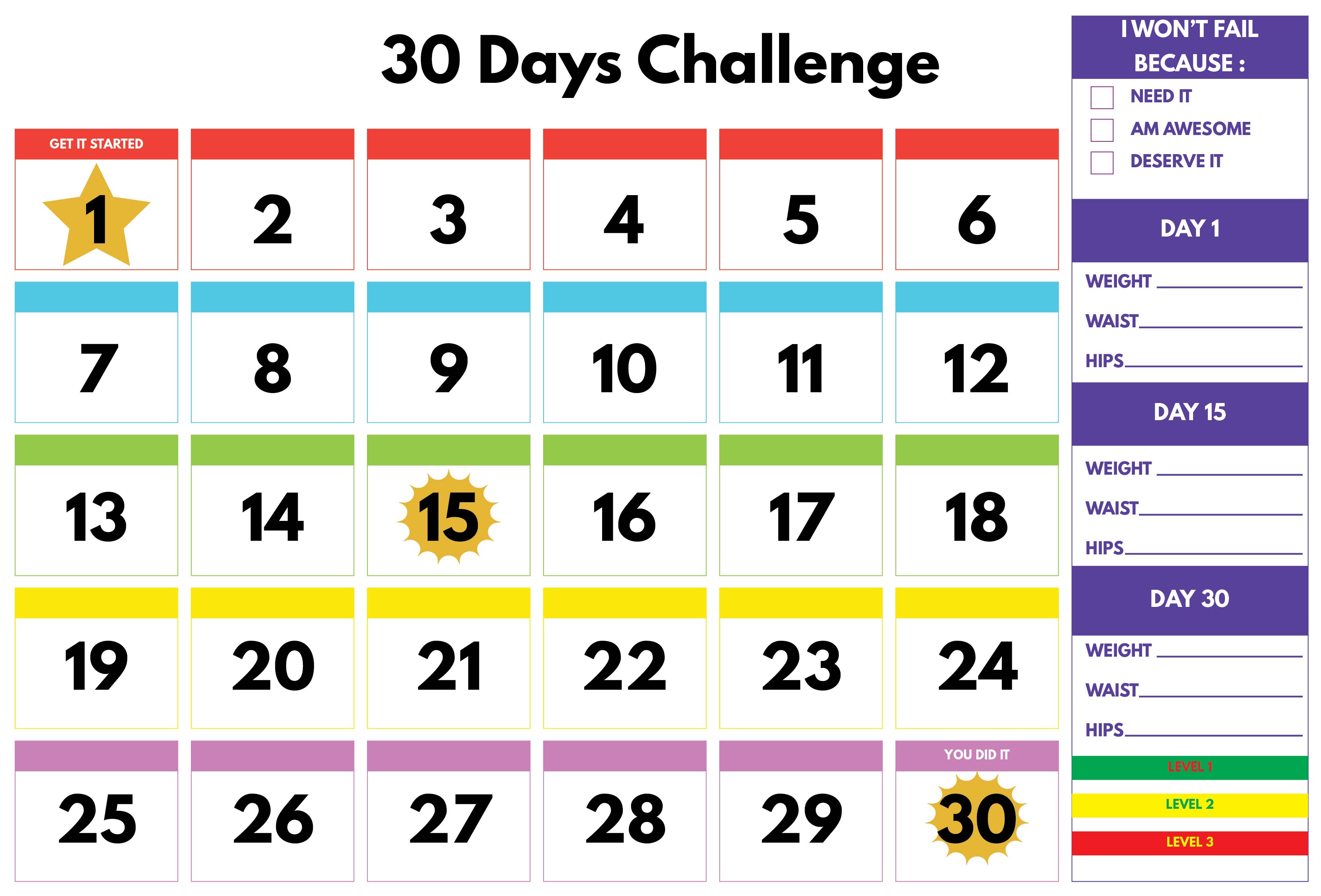 9 Best Images of 30-Day Calendar Printable - 30-Day Shred ...