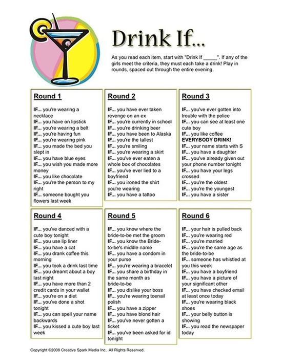 8 Best Images of Printable Drinking Games Drink If Bachelorette Game