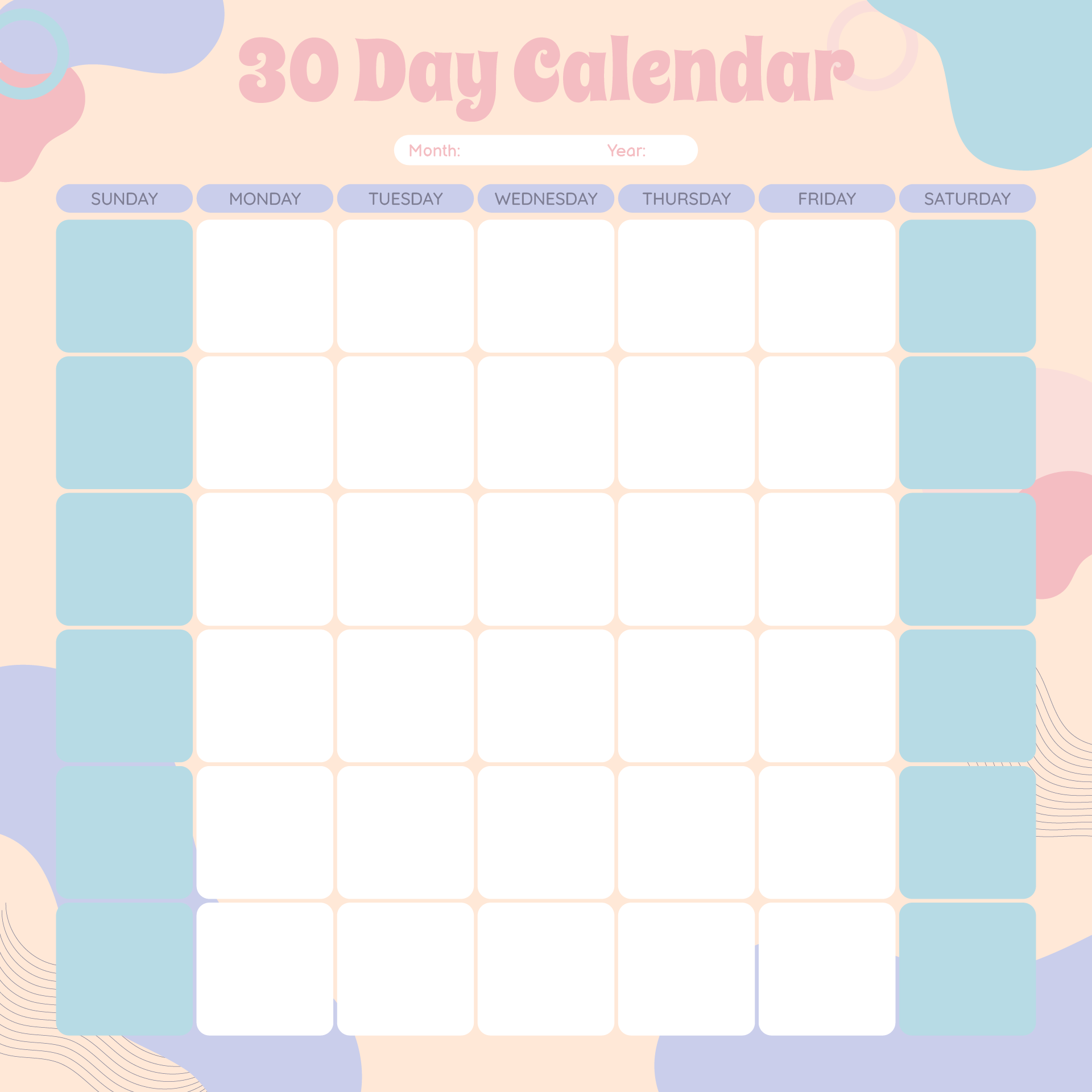 9 Best Images of 30Day Calendar Printable 30Day Shred Printable