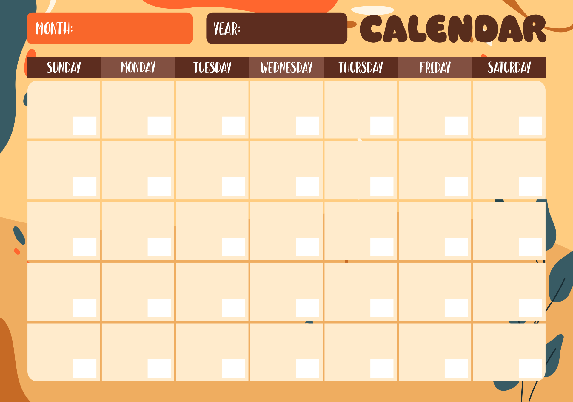 Blank Calander Template