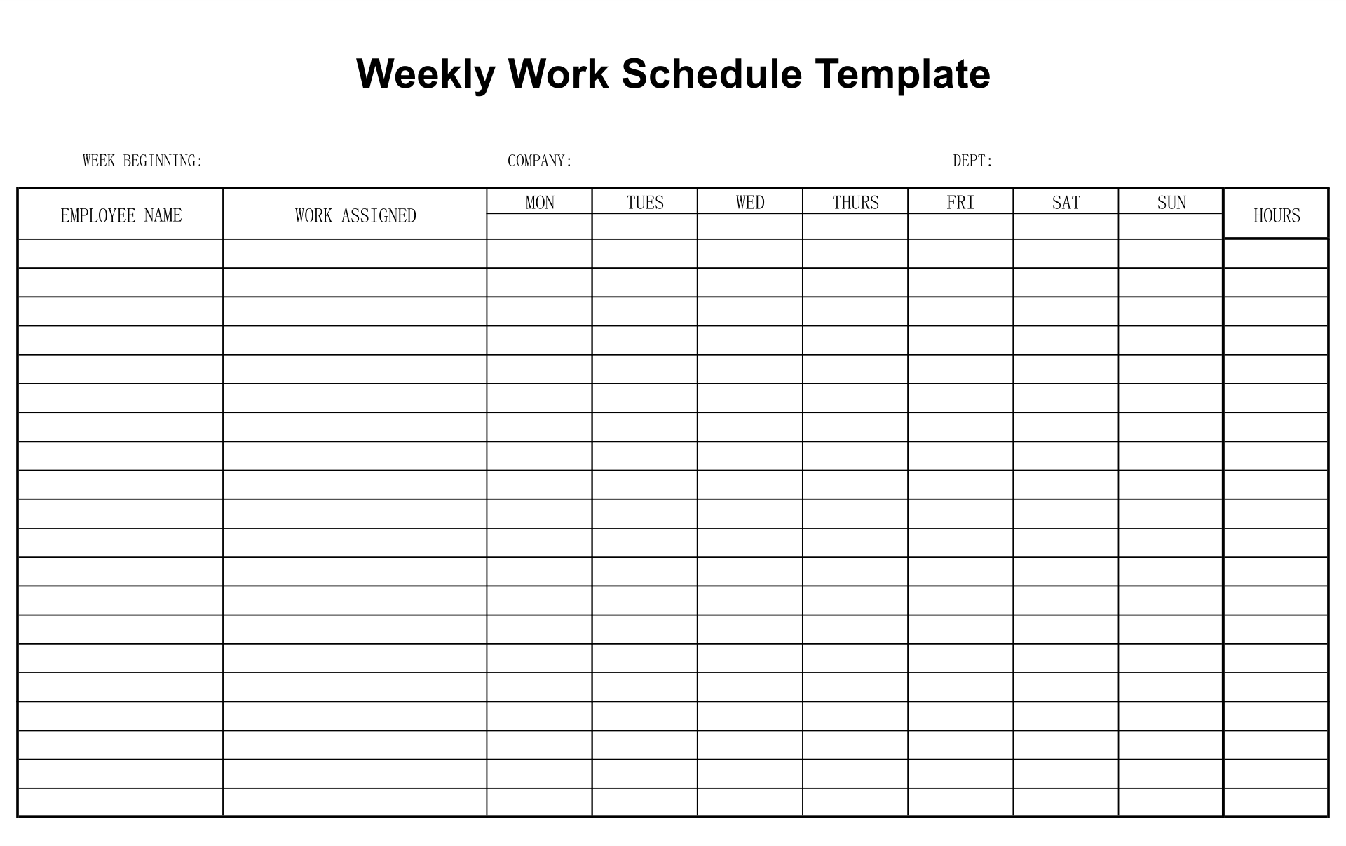 10 Best Images of Free Printable Blank Employee Schedules Blank