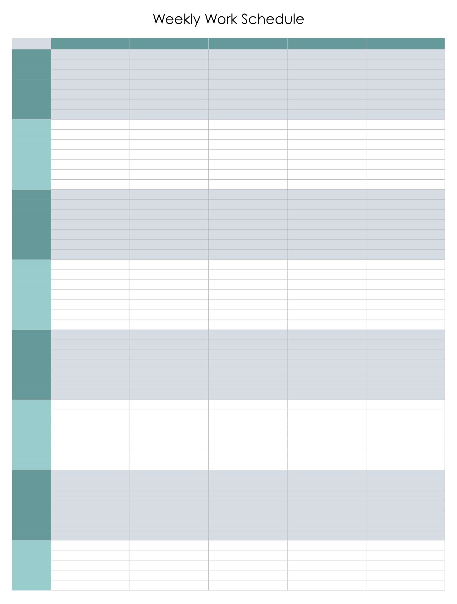 Work Schedule Template Free Printable Printable Templates Free