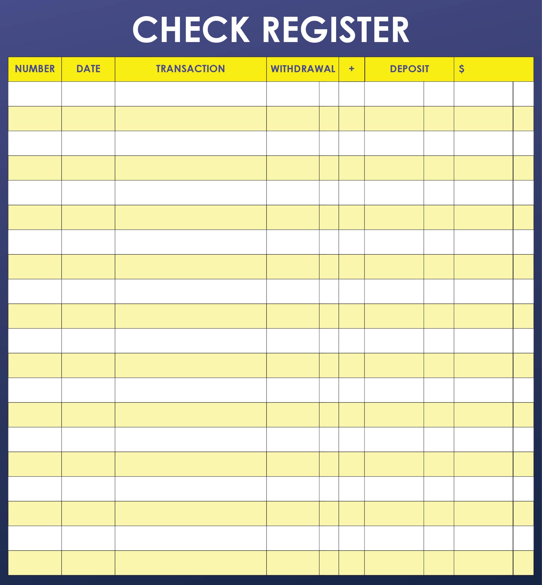 Printable Check Register Form Free Printable Templates
