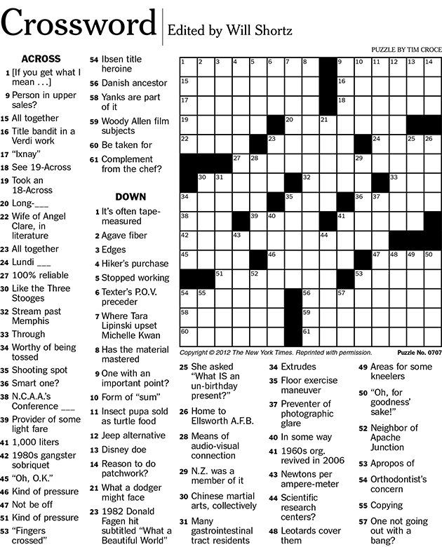 Nyt Printable Crossword Puzzles For Free