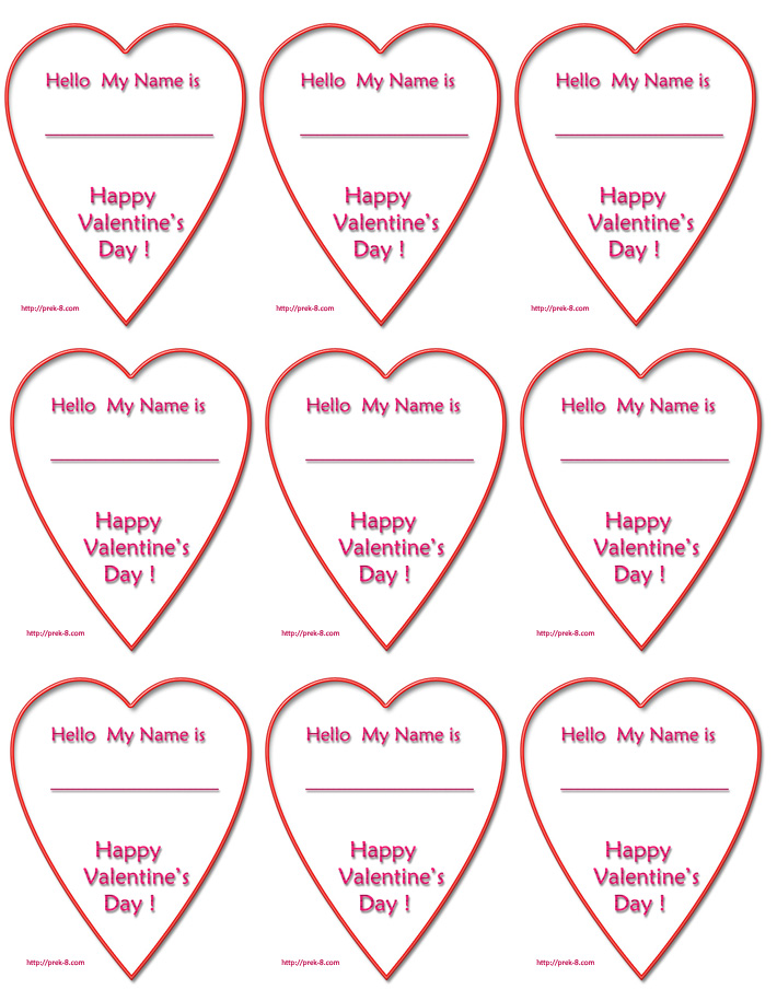 Printable Valentine Name Tags Printable Word Searches