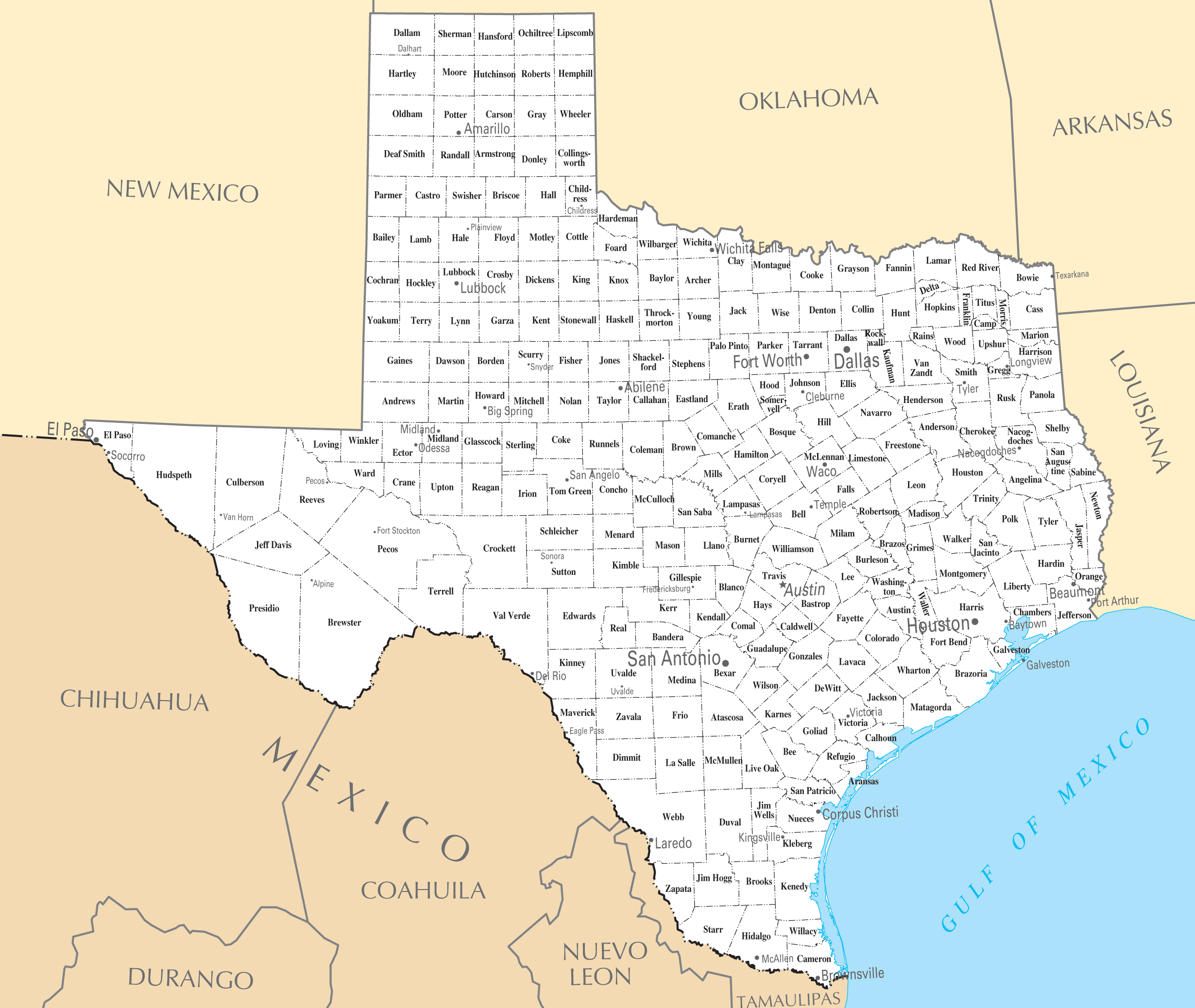 7 Best Images of Printable Map Of Texas Cities - Printable Texas County