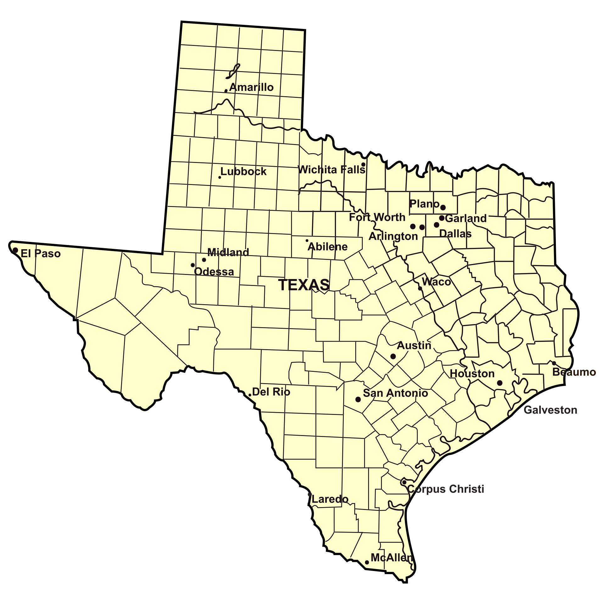 7 Best Images of Printable Map Of Texas Cities - Printable Texas County