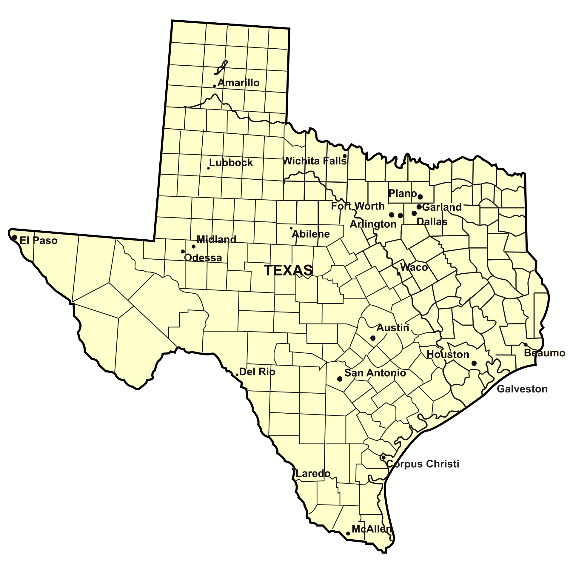 Printable Texas Map