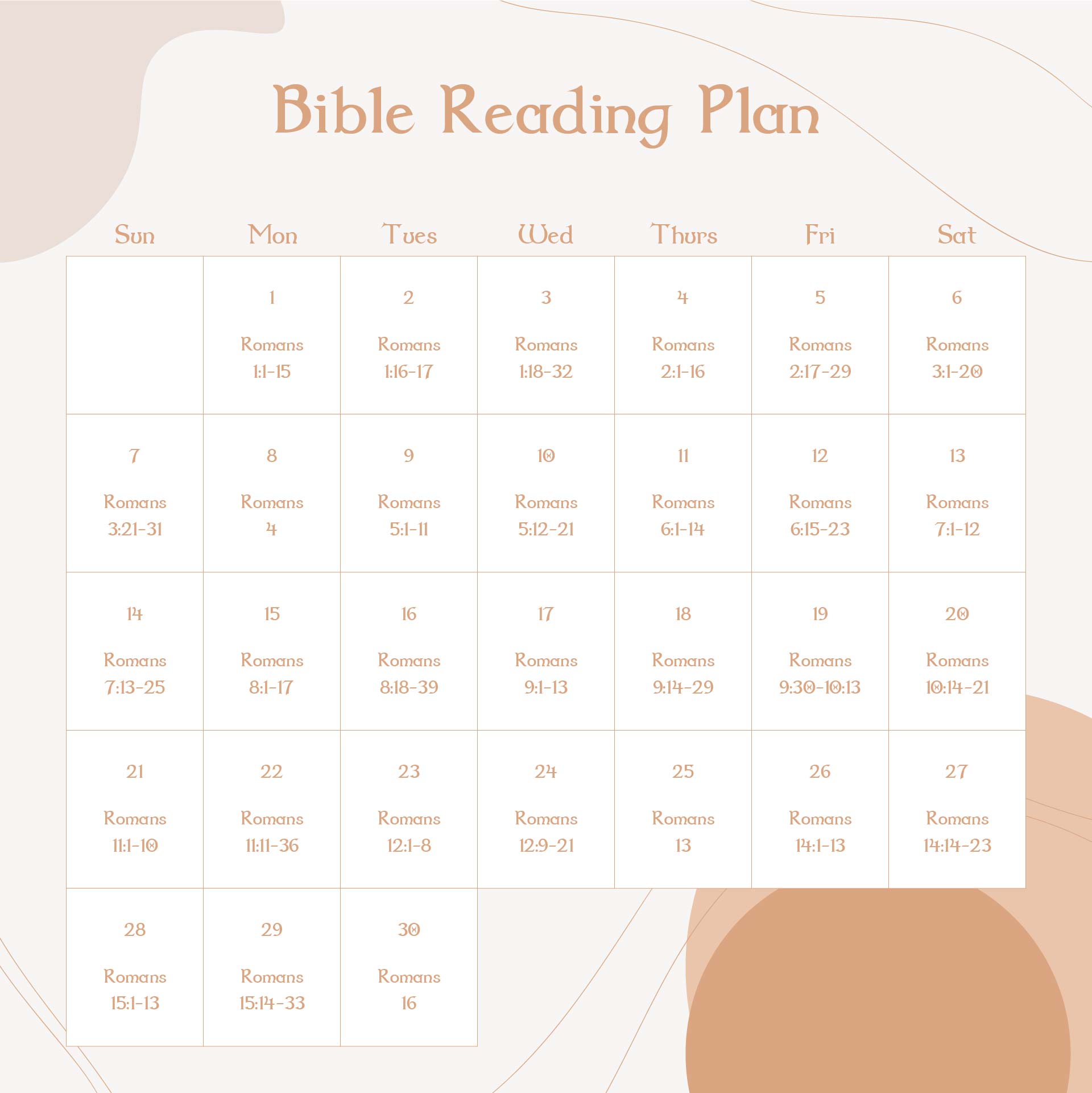 Printable Image of Bible Reading Plan 1