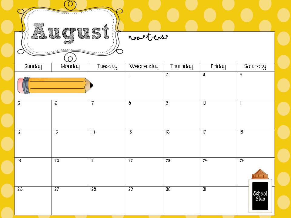 Free Printable School Calendars For Teachers