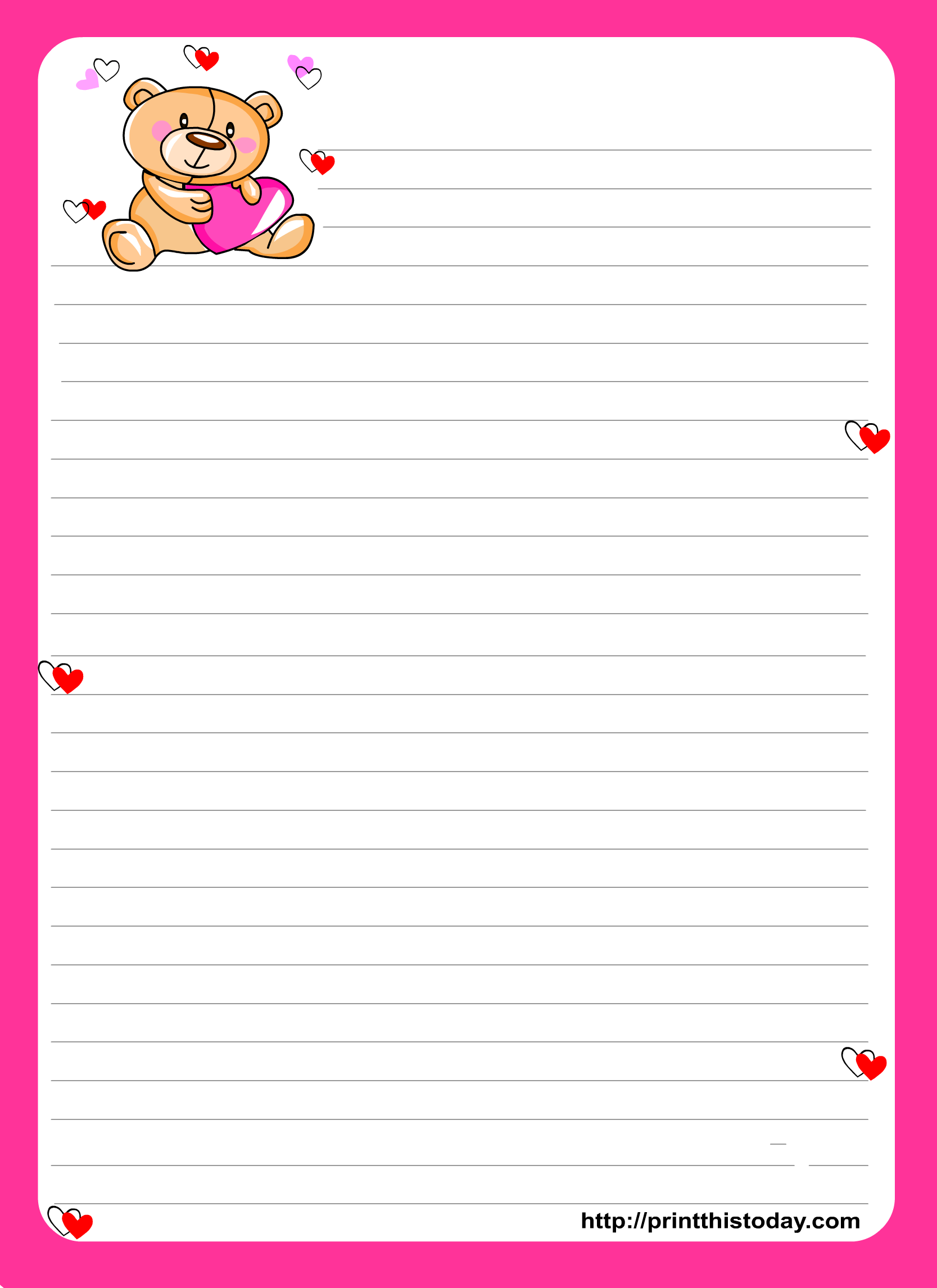 6 Best Images Of Printable Love Letter Border Letter Writing Paper