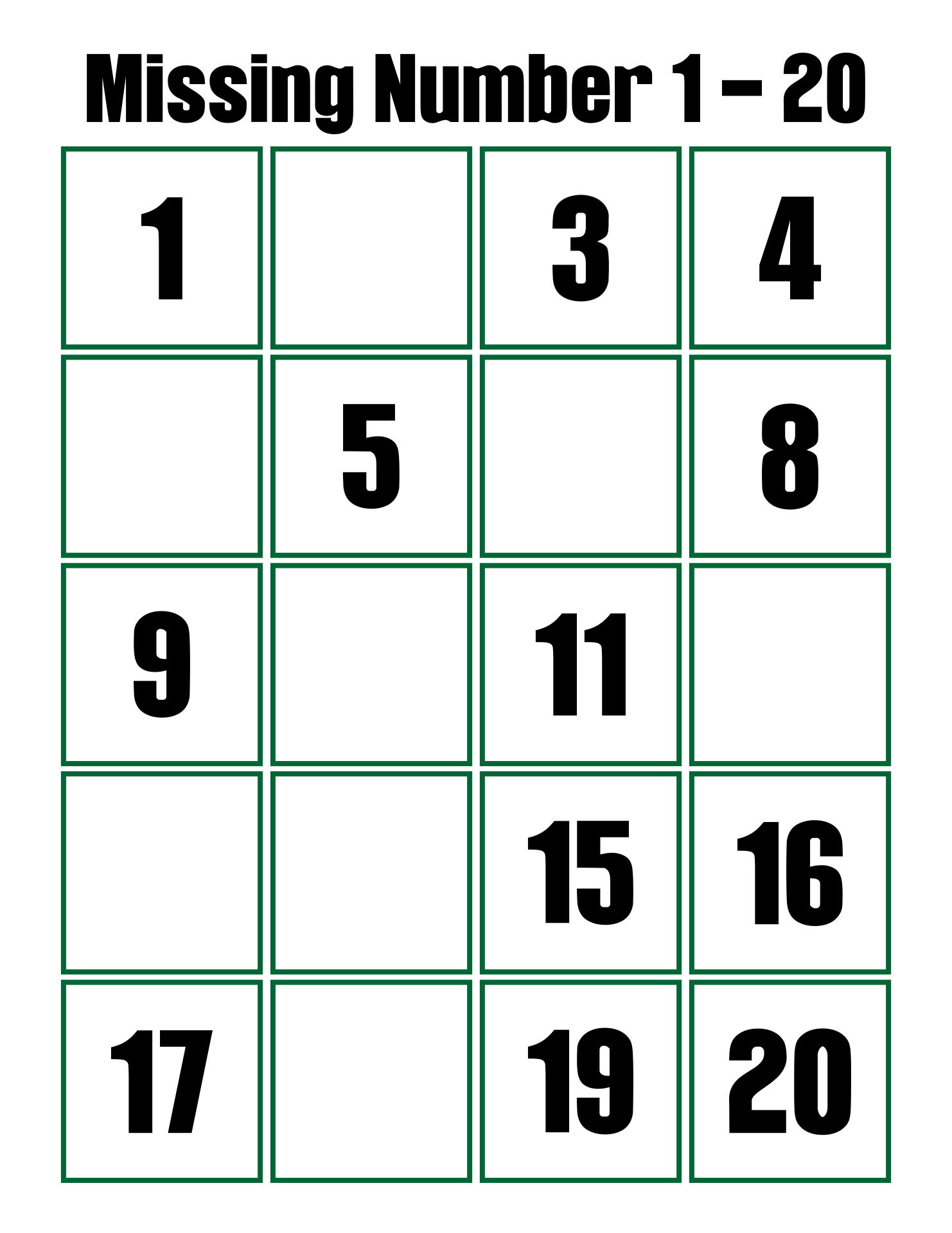 8 Best Images Of 1 20 Worksheets Printable Kindergarten Tracing Number 1 20 Missing Number 