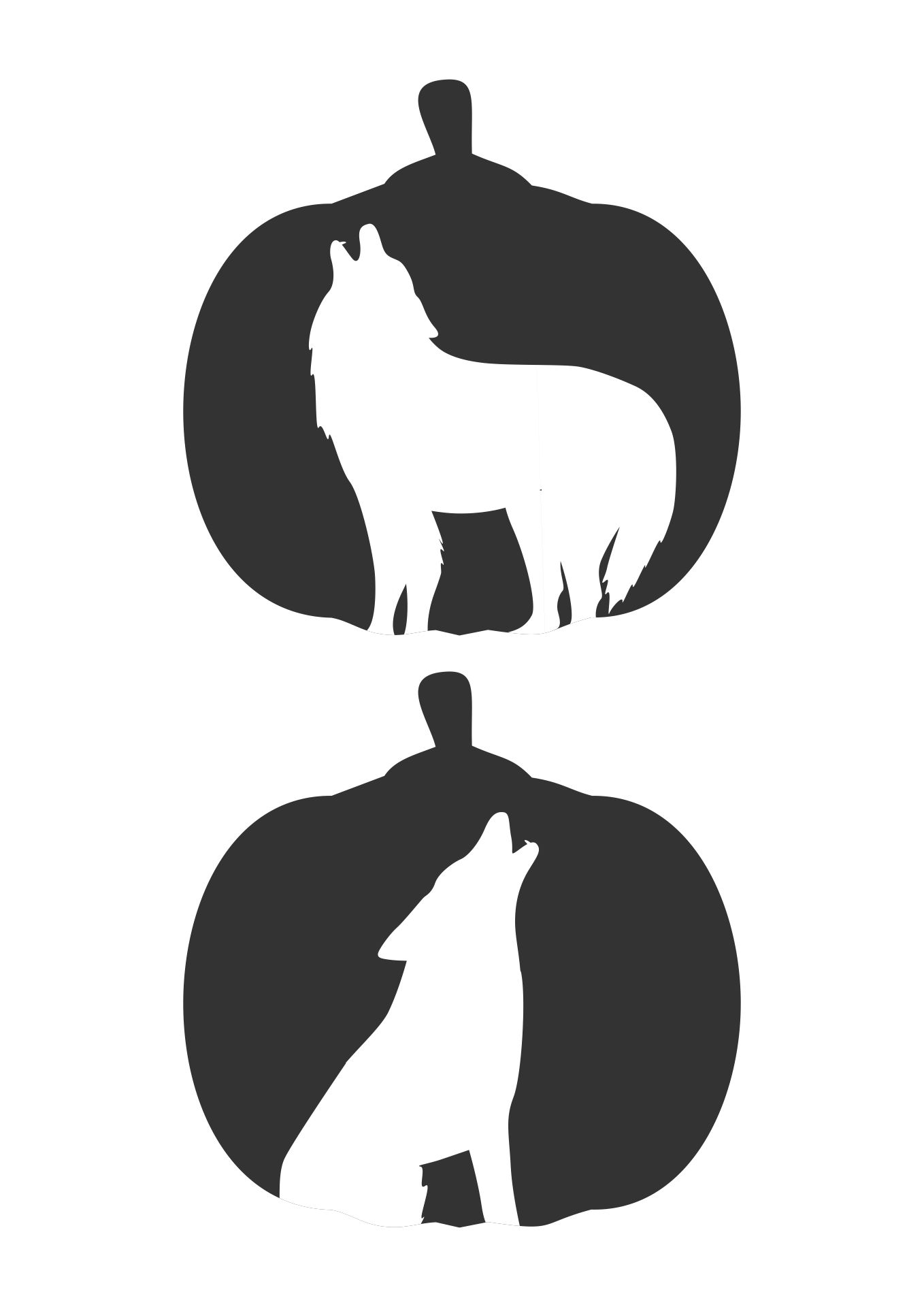 Easy Printable Wolf Pumpkin Stencil