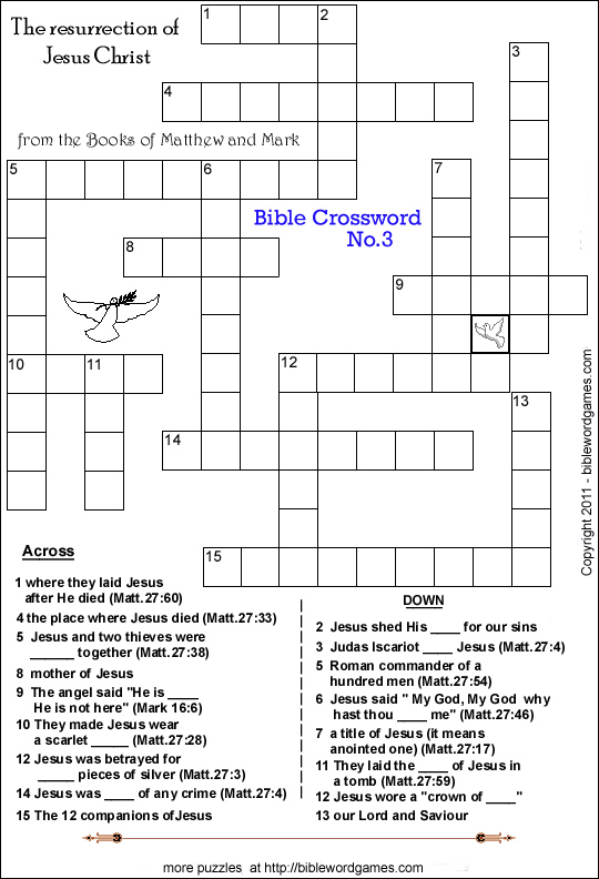 Printable Christian Christmas Crossword Puzzles